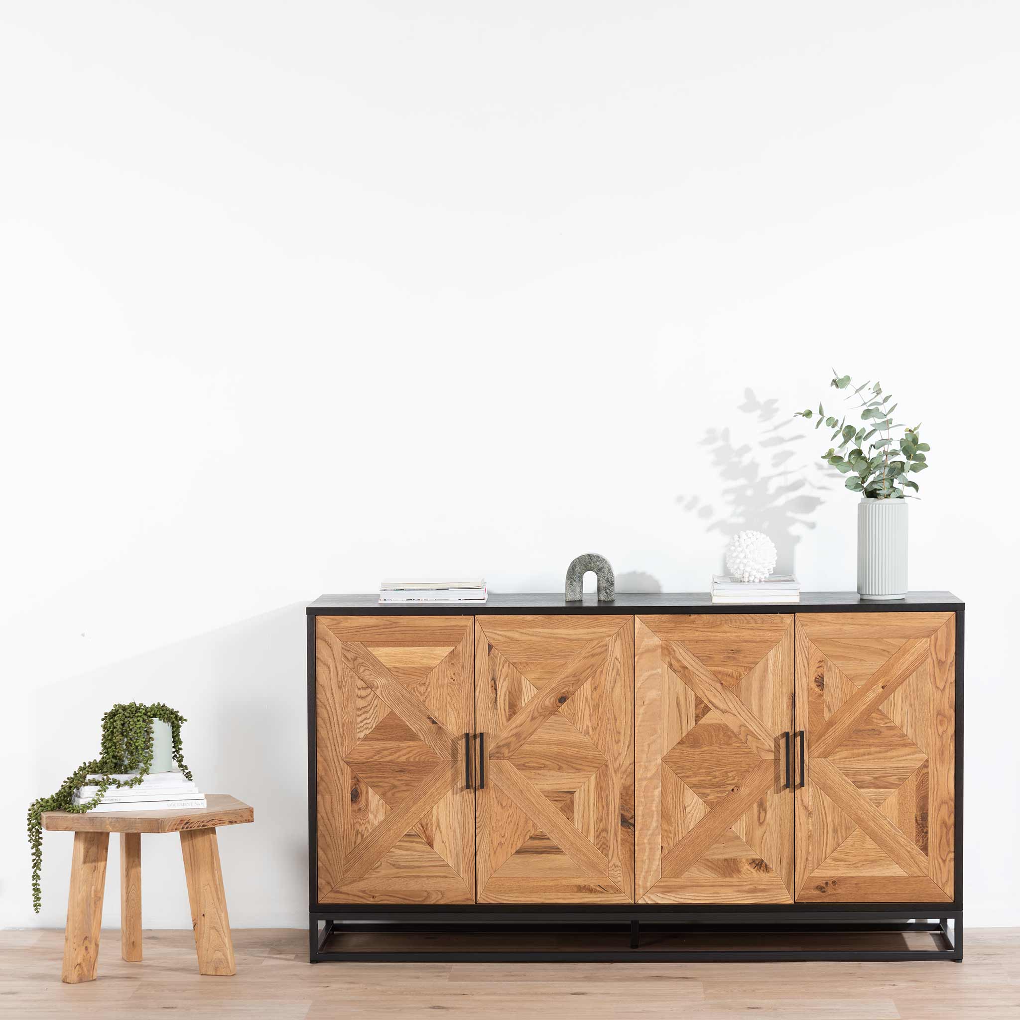 Percy 160cm Wide Sideboard - European Knotty Oak and Peppercorn