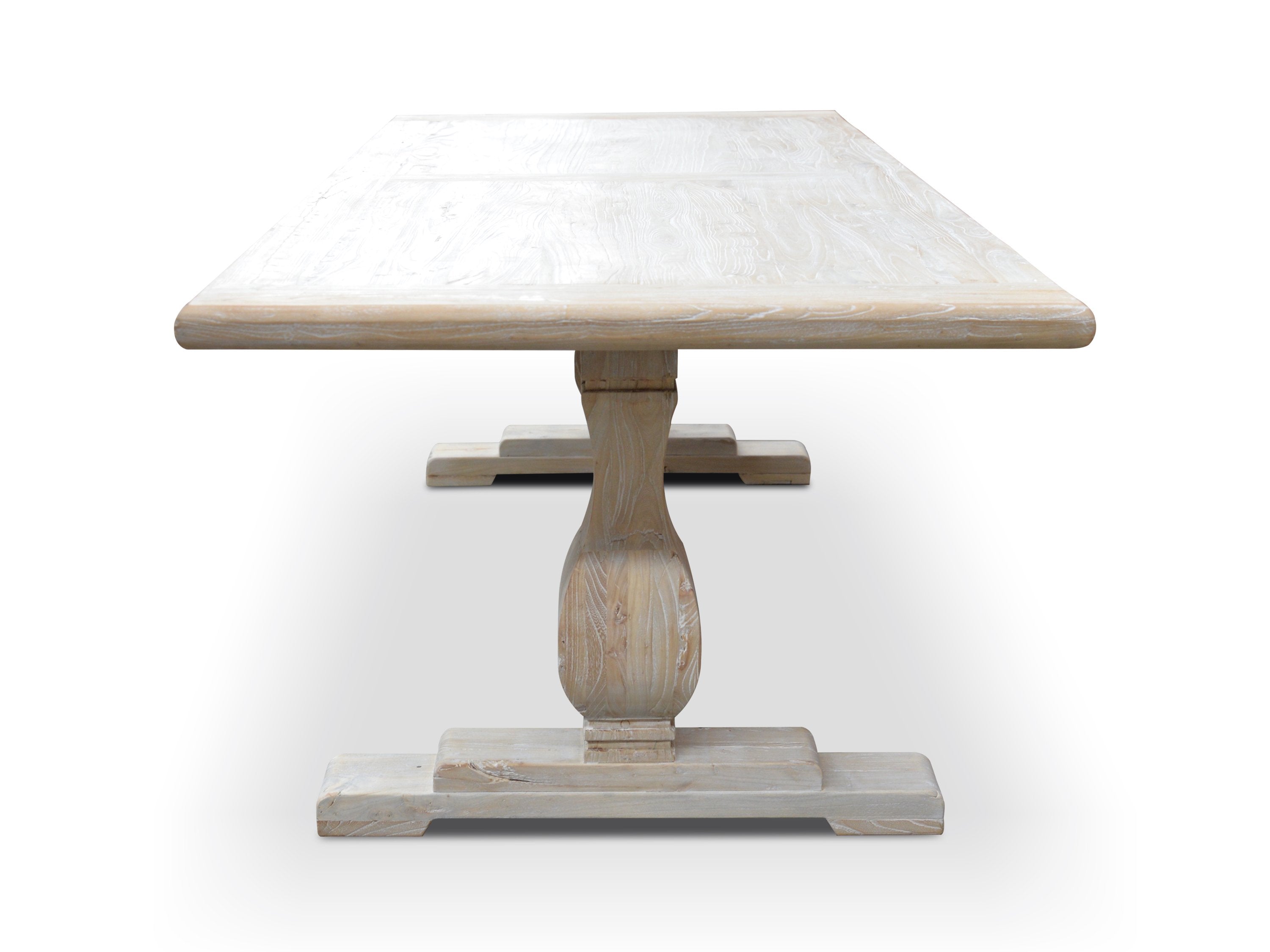 Titan Reclaimed 1.98m ELM Wood Dining Table - Rustic White Washed