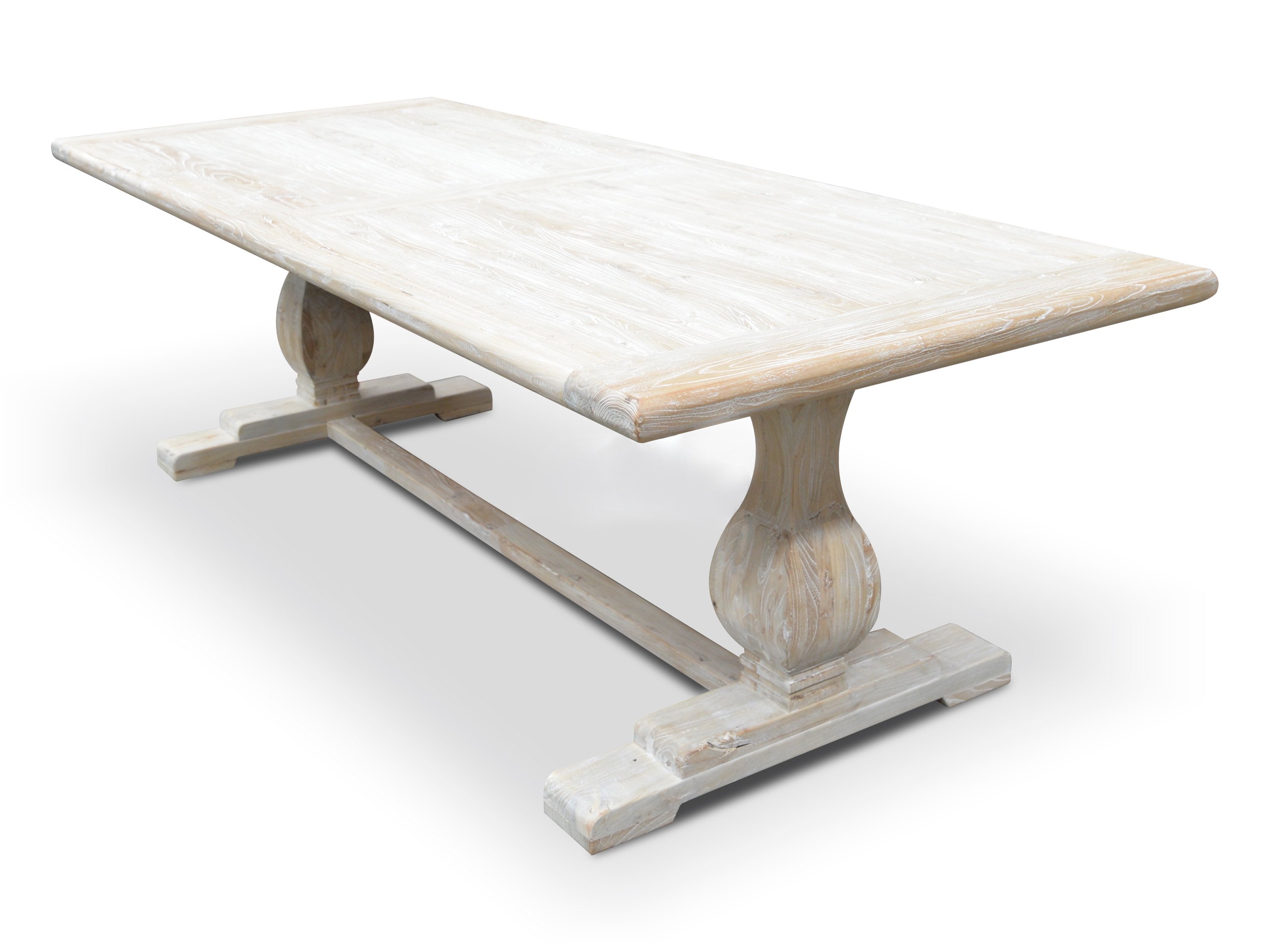 Titan Reclaimed 1.98m ELM Wood Dining Table - Rustic White Washed