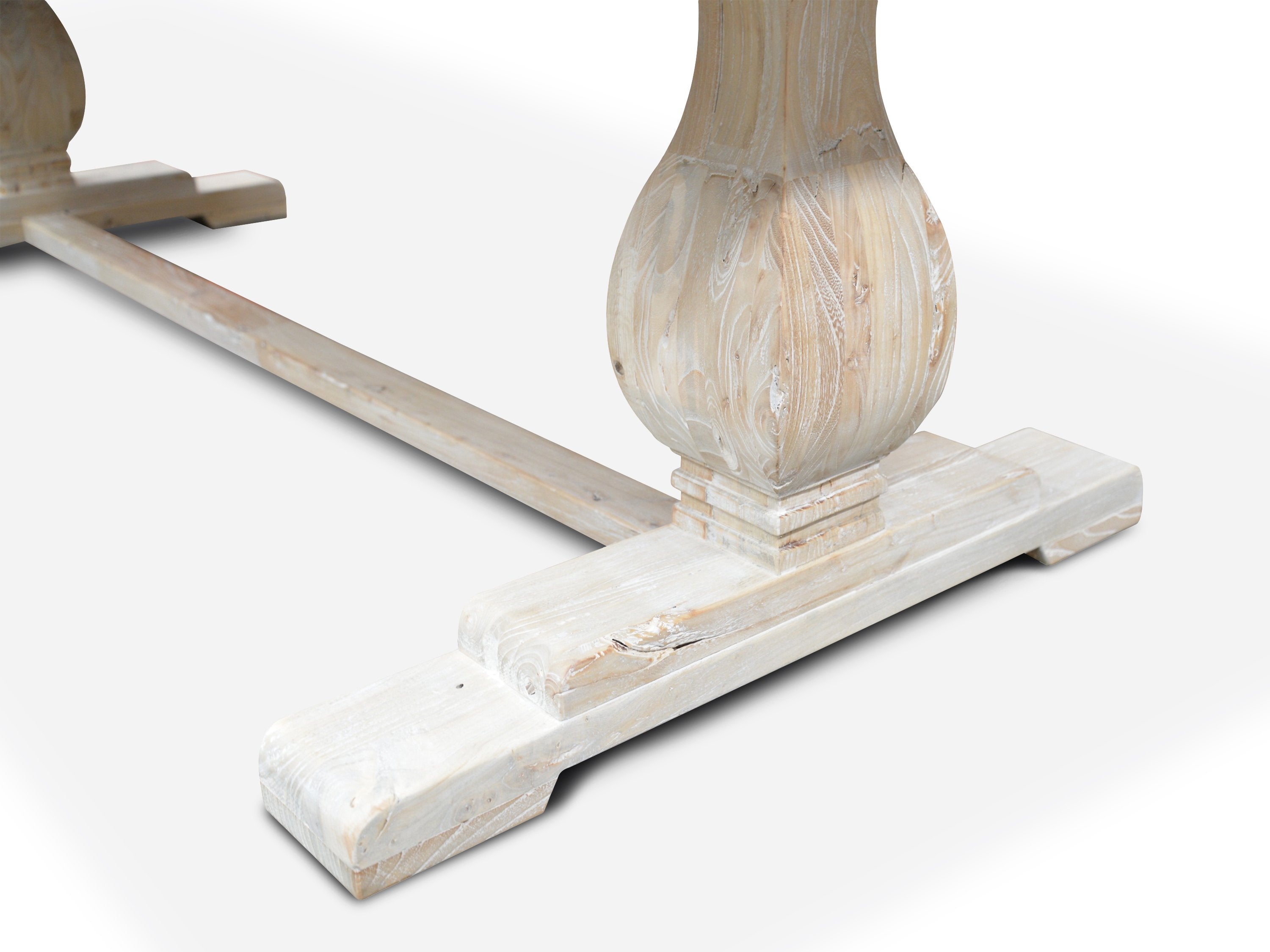 Titan Reclaimed 1.98m ELM Wood Dining Table - Rustic White Washed