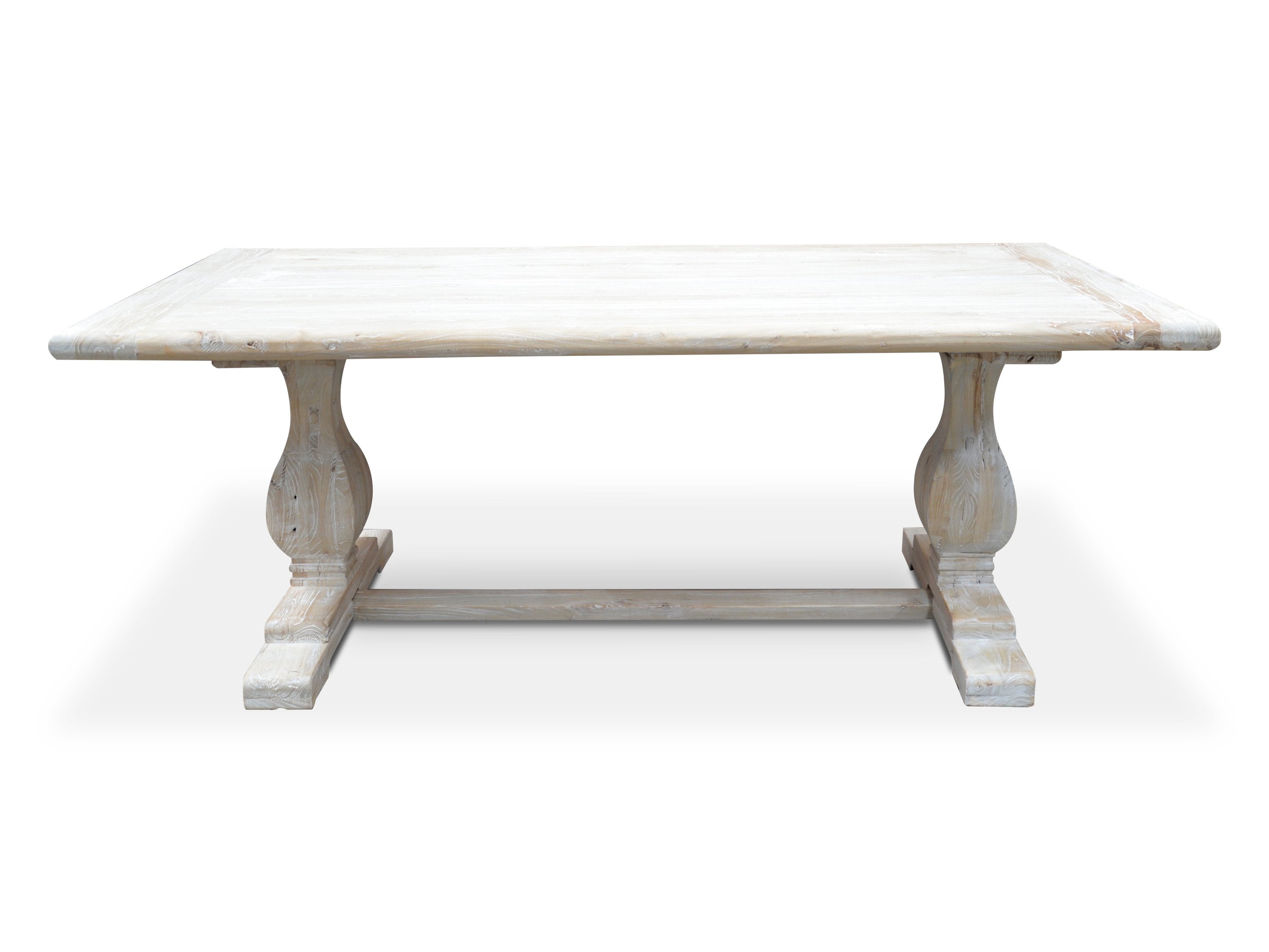 Titan Reclaimed 1.98m ELM Wood Dining Table - Rustic White Washed