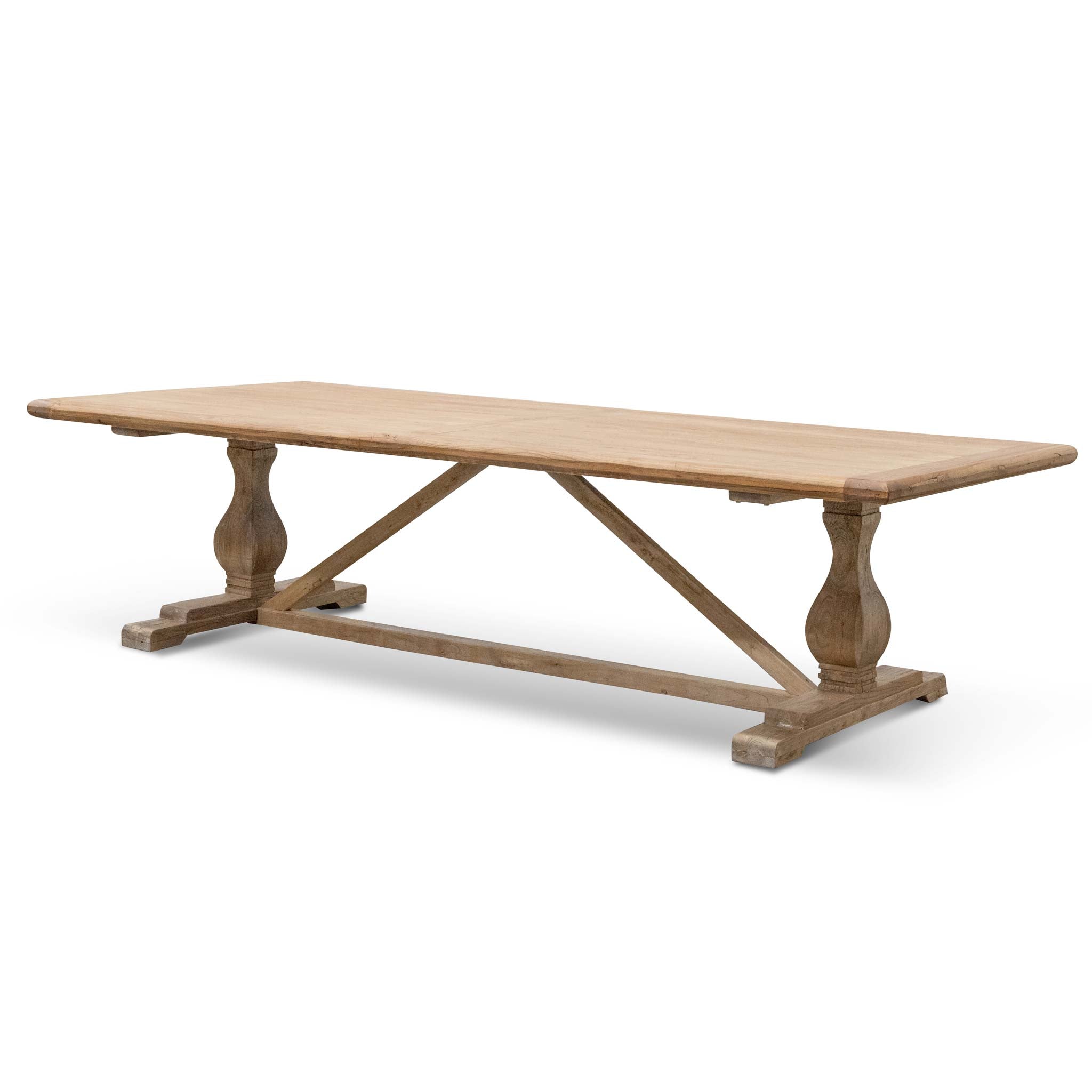 3m Reclaimed Elm Dining Table - Rustic Natural