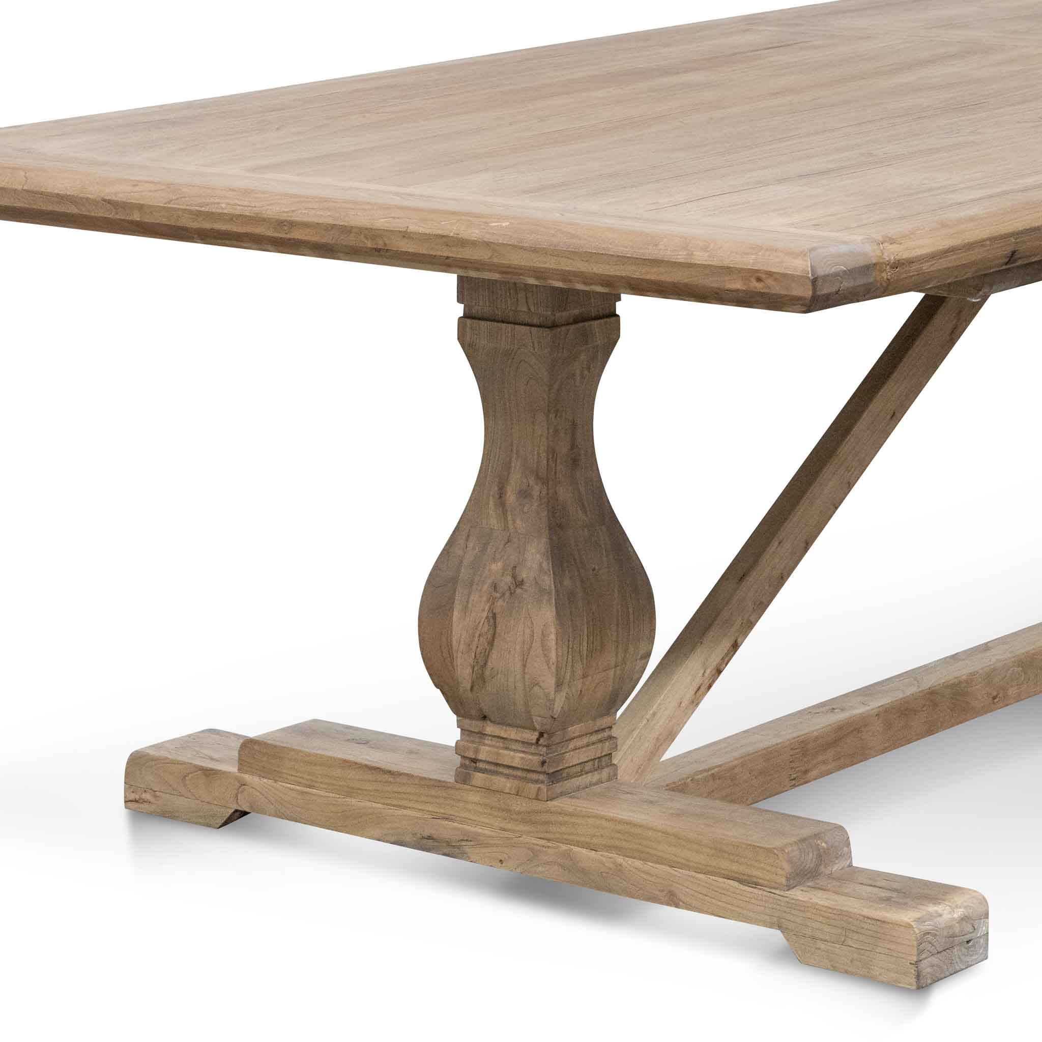 3m Reclaimed Elm Dining Table - Rustic Natural