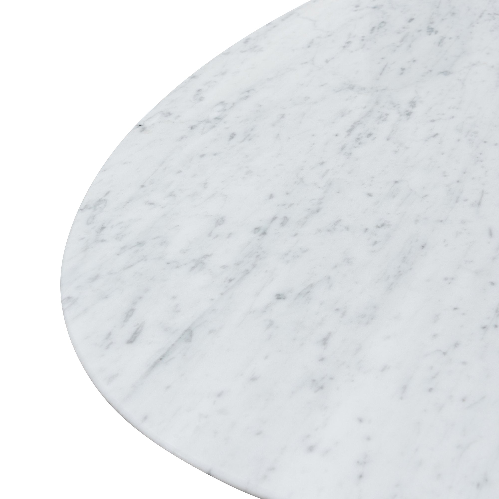 Tulip 2m White Marble Oval Dining Table - Black Base