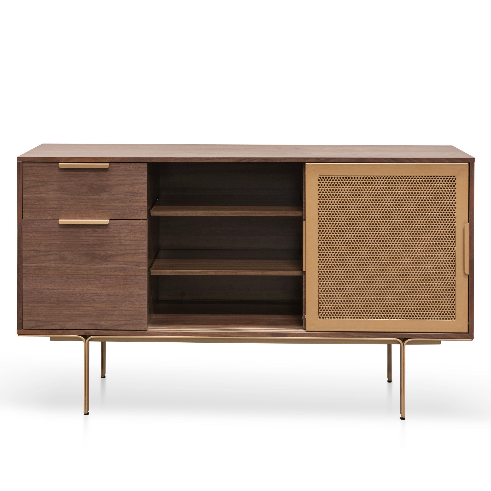 CDT6224-IG 1.45m Walnut Buffet Unit - Brass