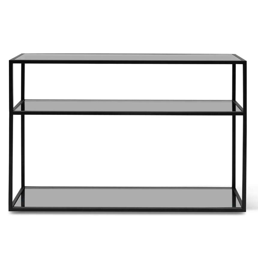 Brynhildr 1.2m Grey Glass Console Table - Black Base