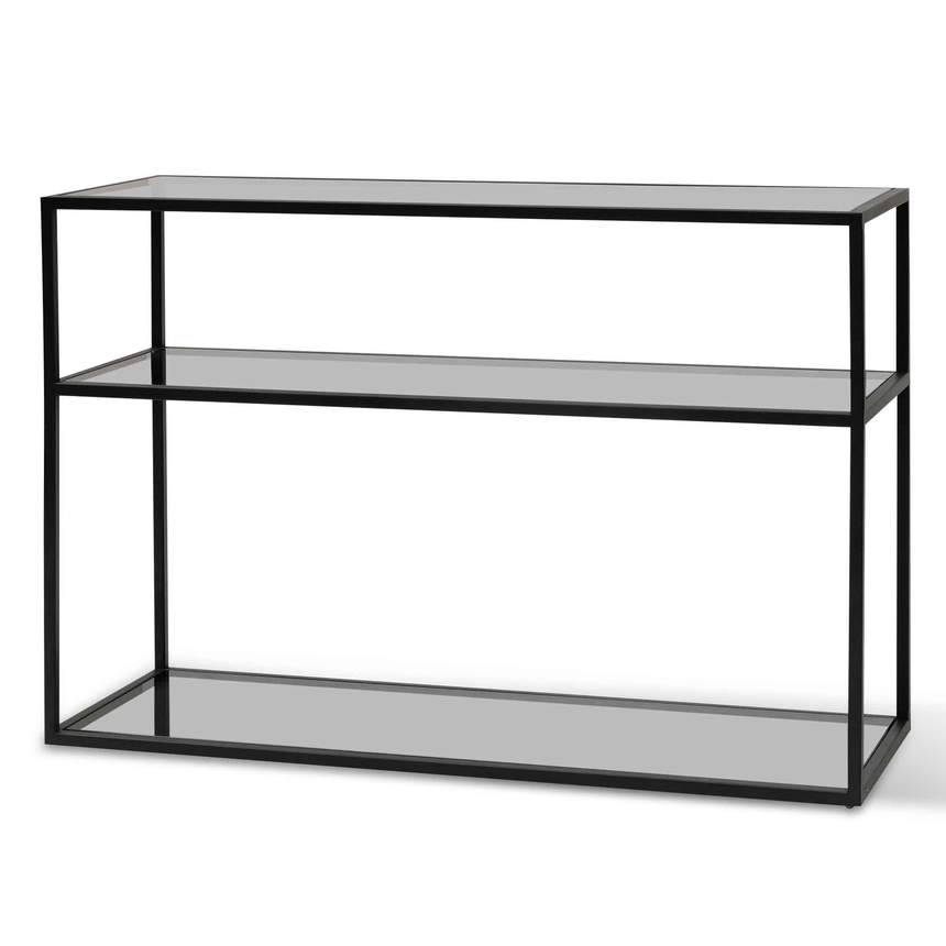 Brynhildr 1.2m Grey Glass Console Table - Black Base
