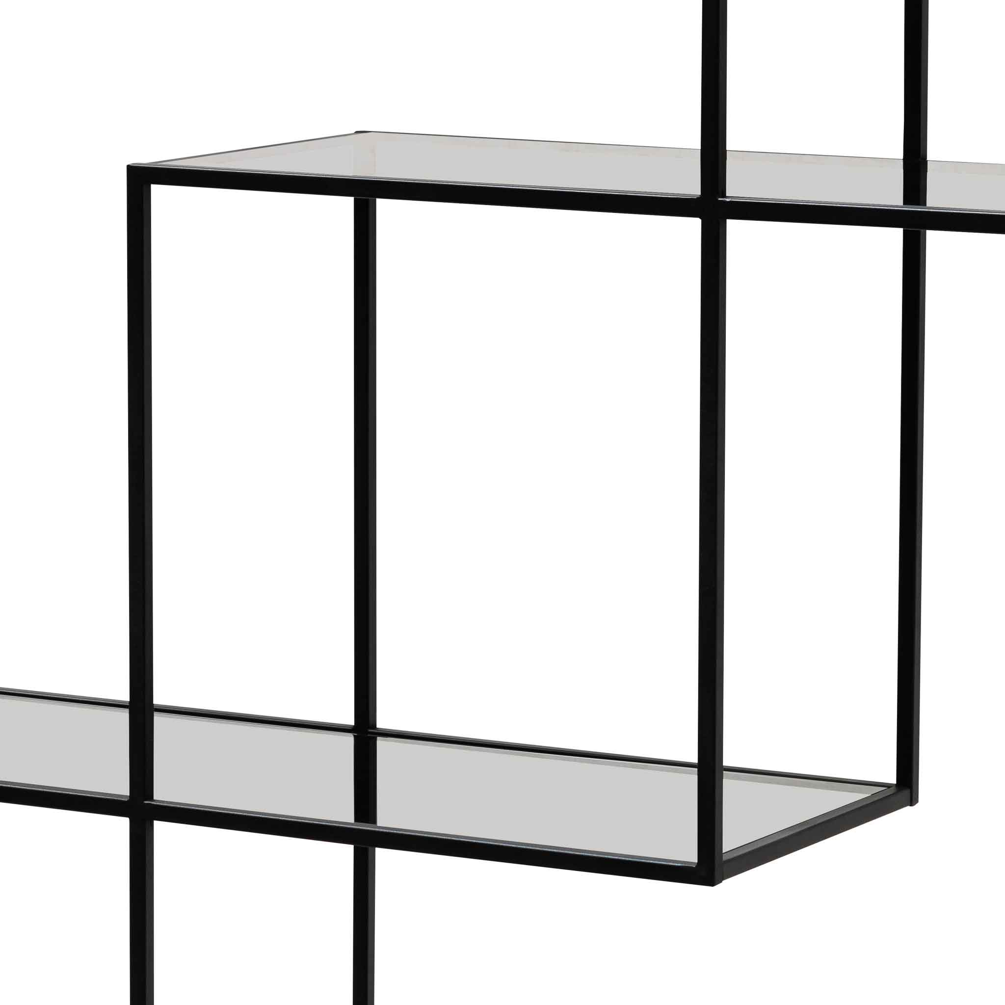 Grey Glass Small Shelving Unit - Black Frame