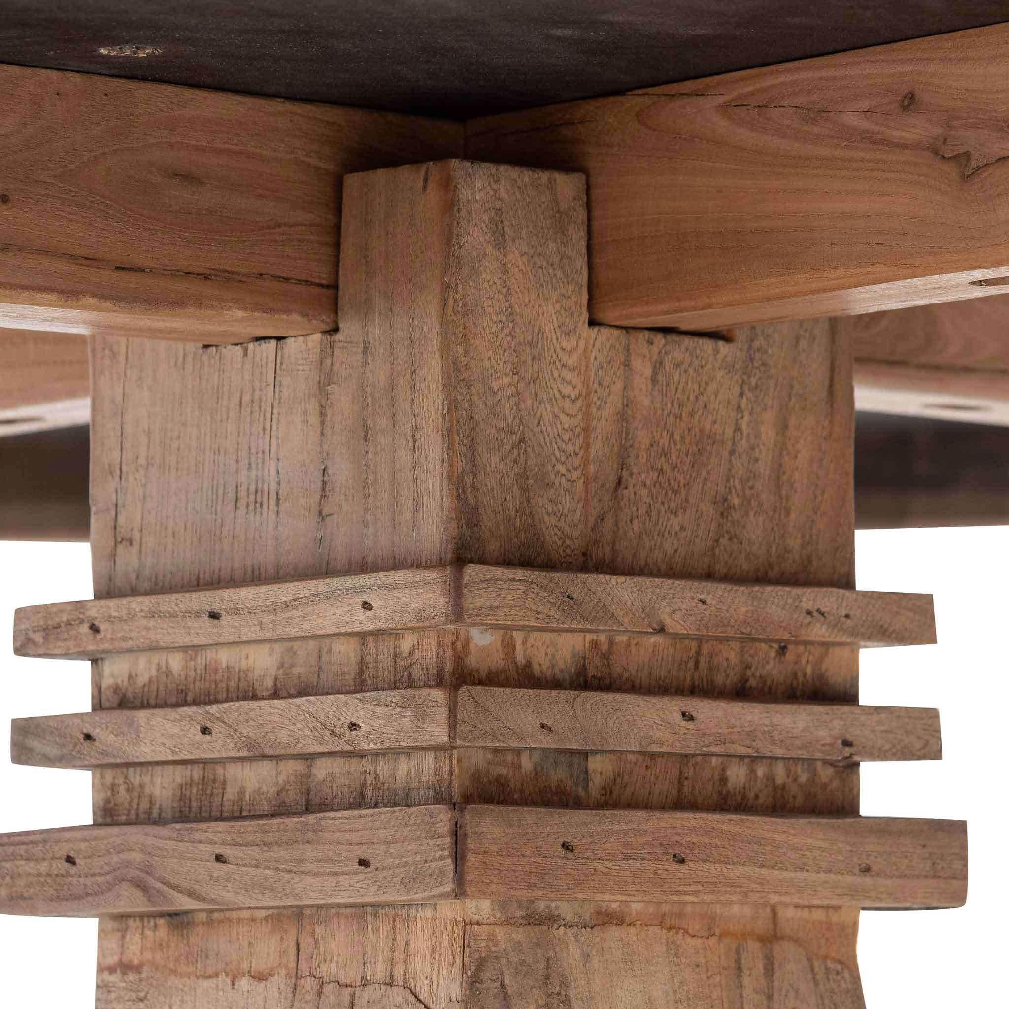 Kara Reclaimed 1.6m Round Dining Table - Natural Top and Natural Base