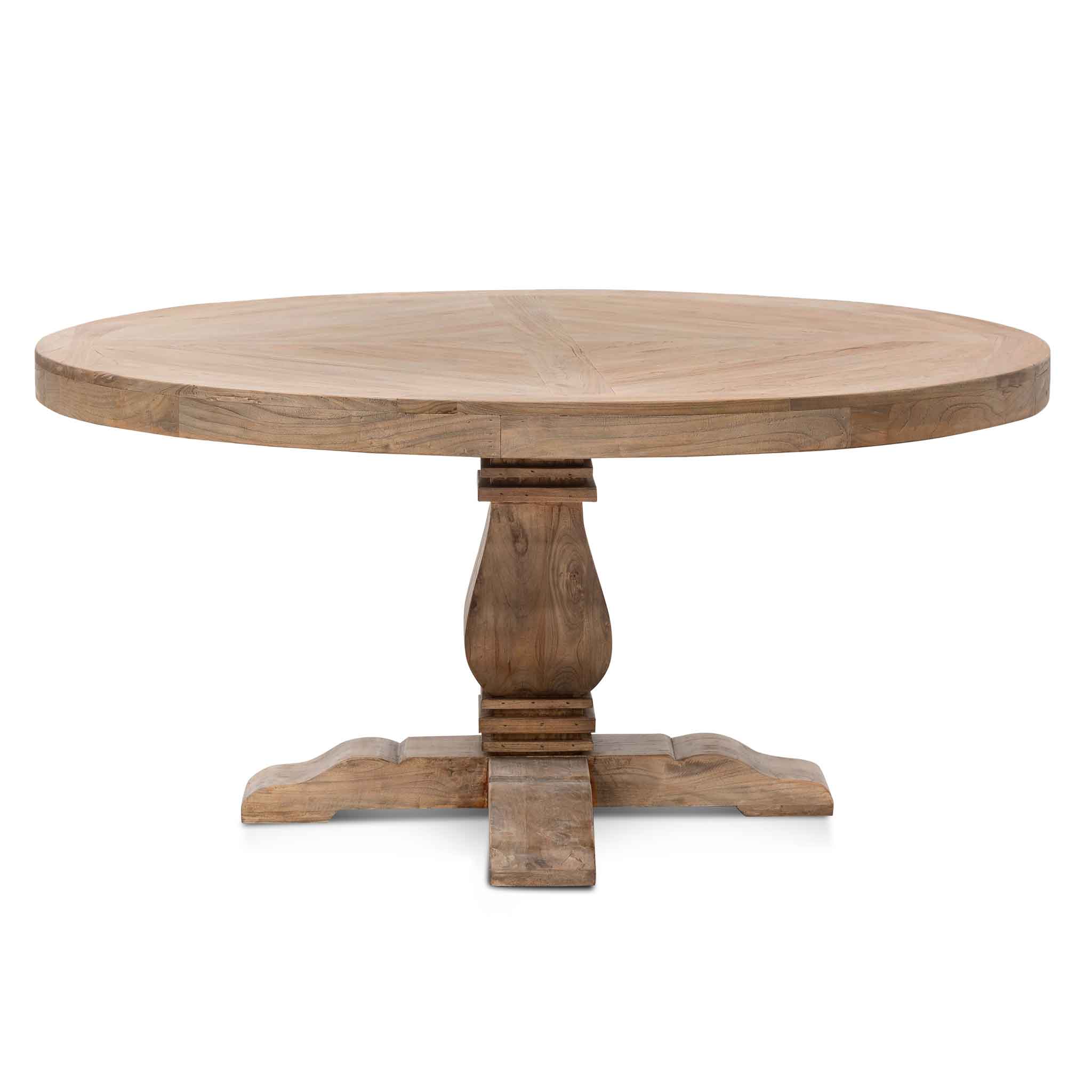 Kara Reclaimed 1.6m Round Dining Table - Natural Top and Natural Base