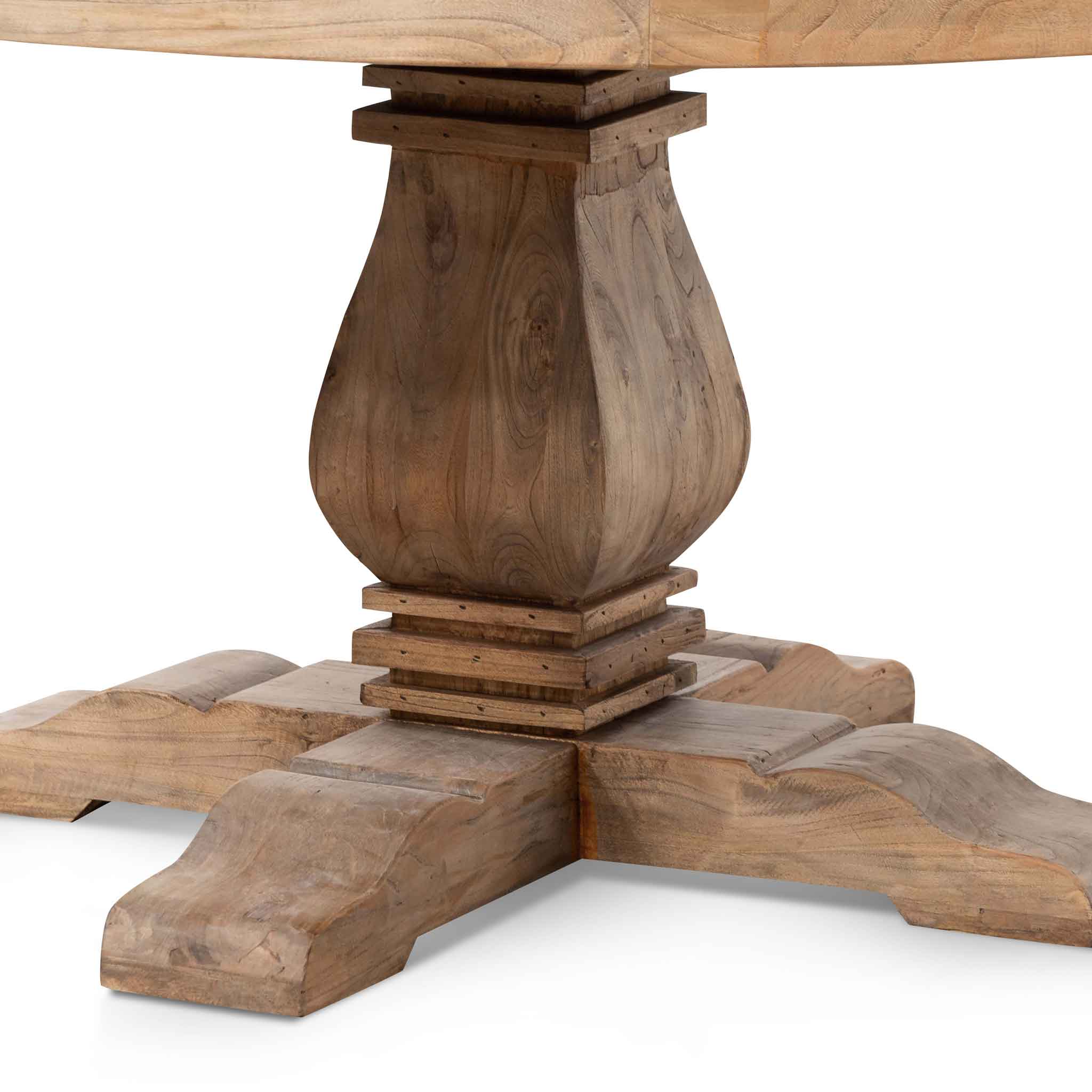 Kara Reclaimed 1.6m Round Dining Table - Natural Top and Natural Base