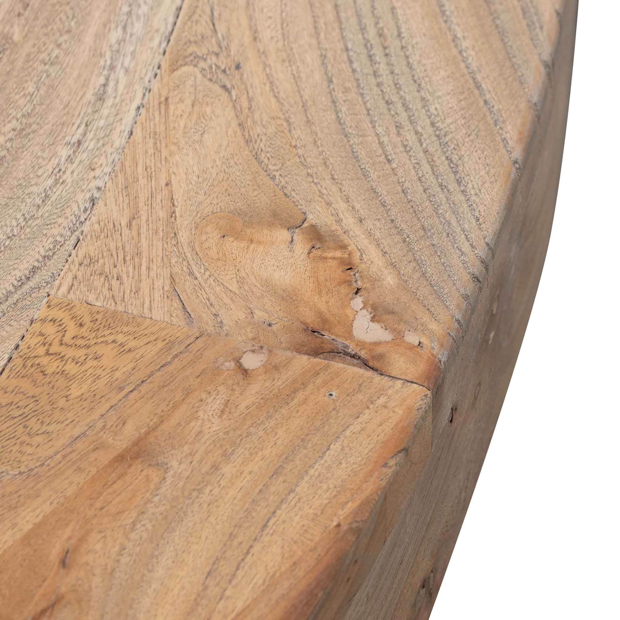 Kara Reclaimed 1.6m Round Dining Table - Natural Top and Natural Base