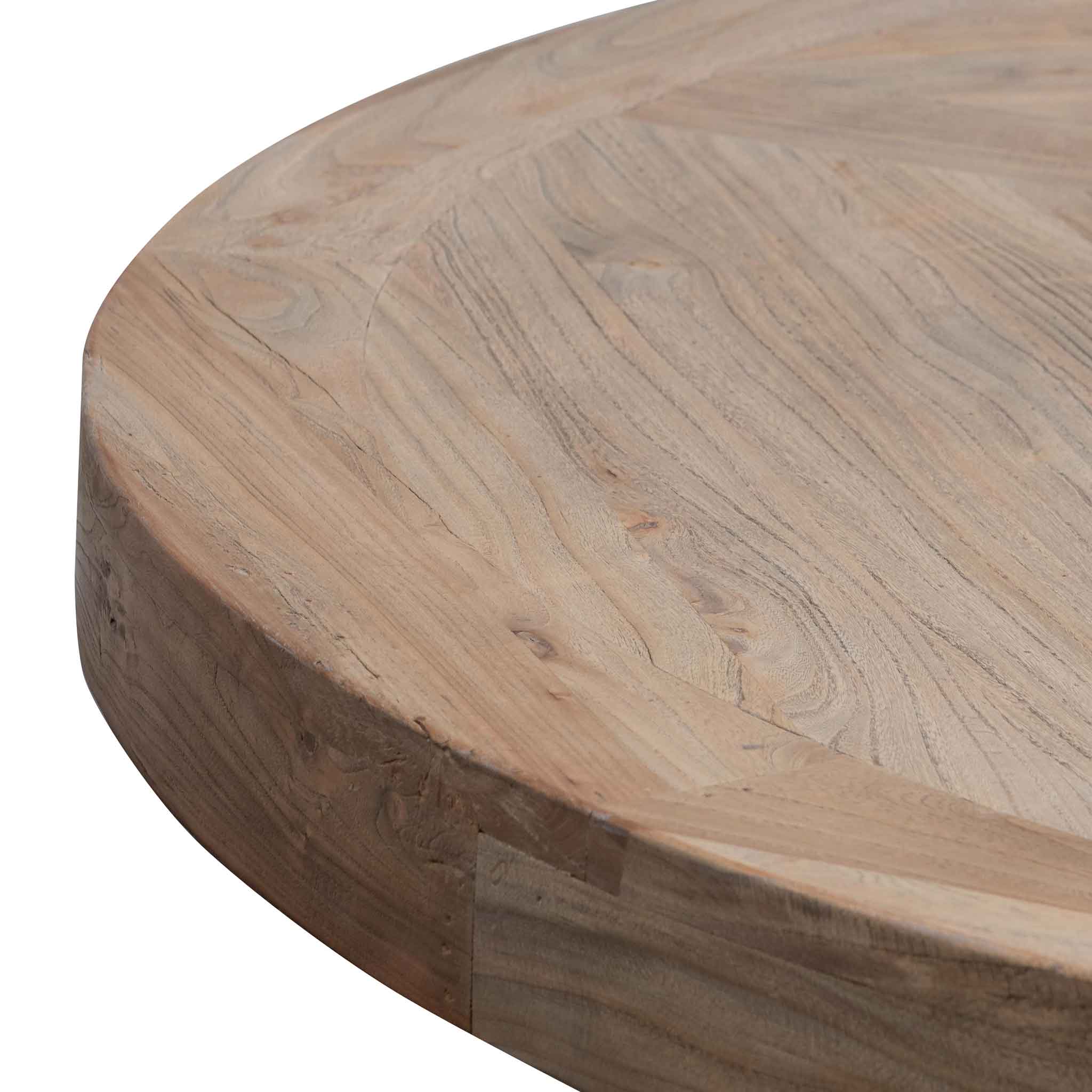 Kara Reclaimed 1.6m Round Dining Table - Natural Top and Natural Base