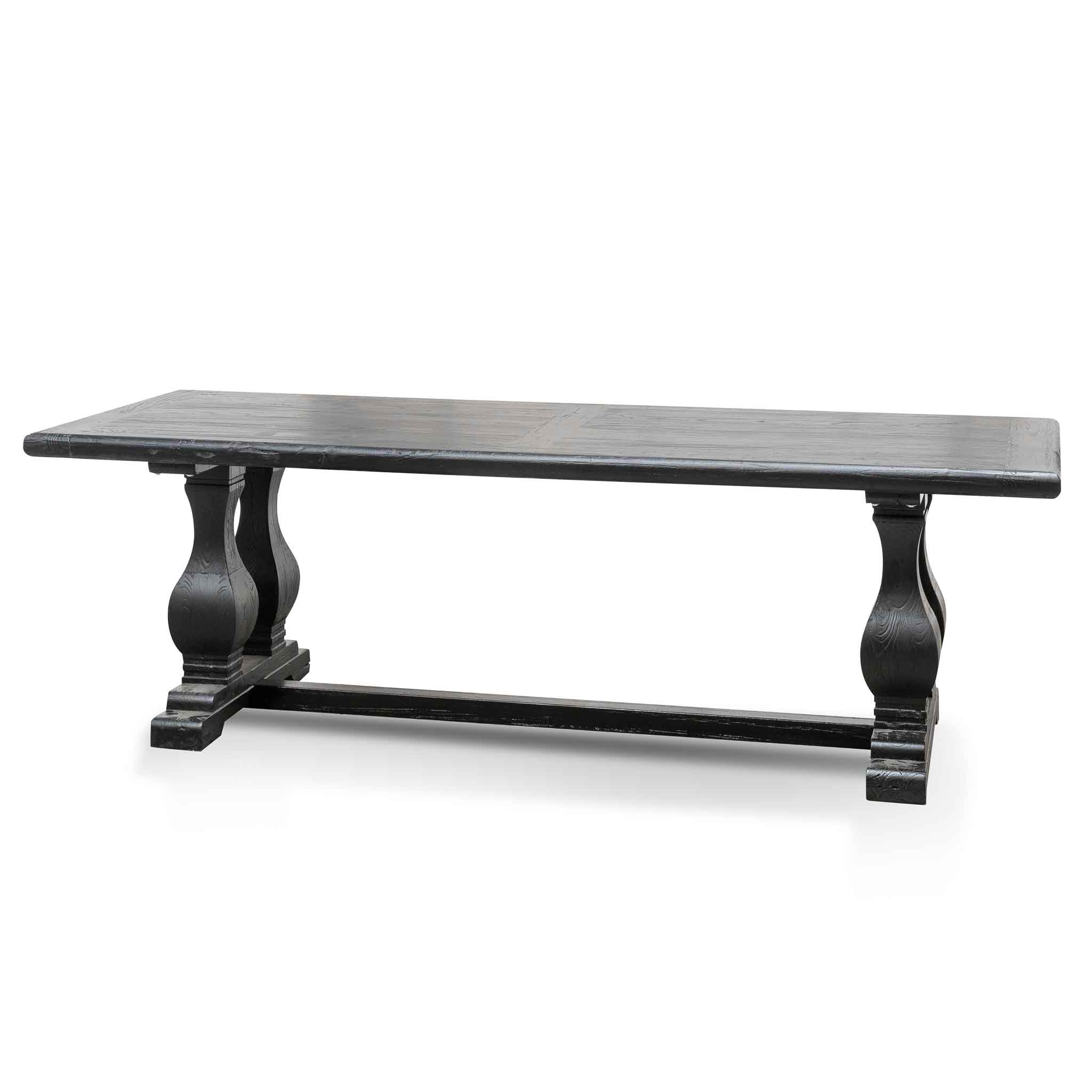 Artica Elm Wood Dining Table 2.4m - Full Black