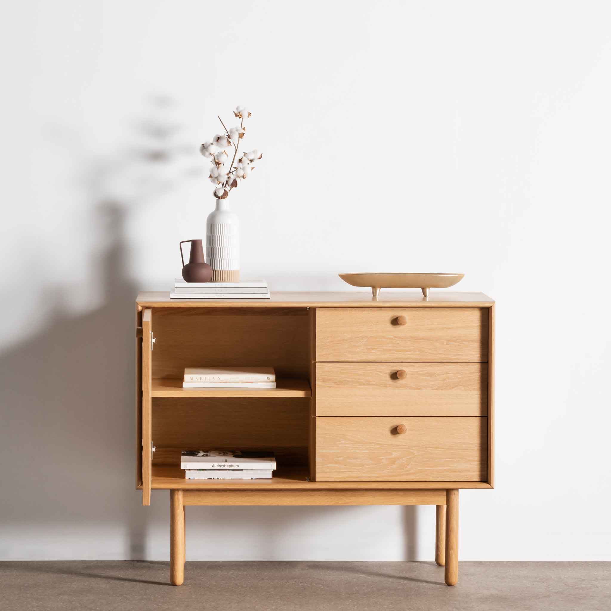 Narrow Wooden Sideboard and Buffet - Natural