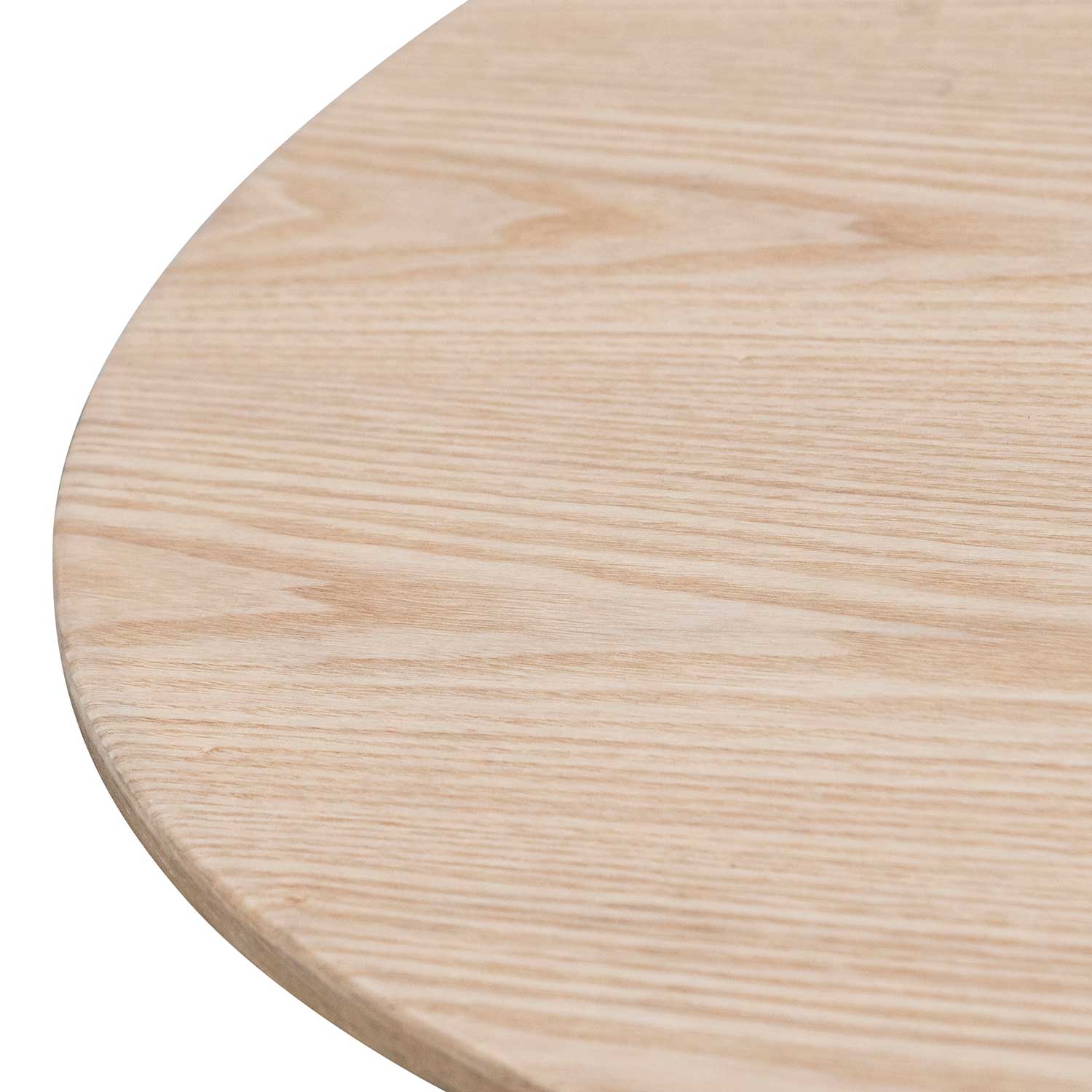 Round Wooden Dining Table - Natural Top and Black Base