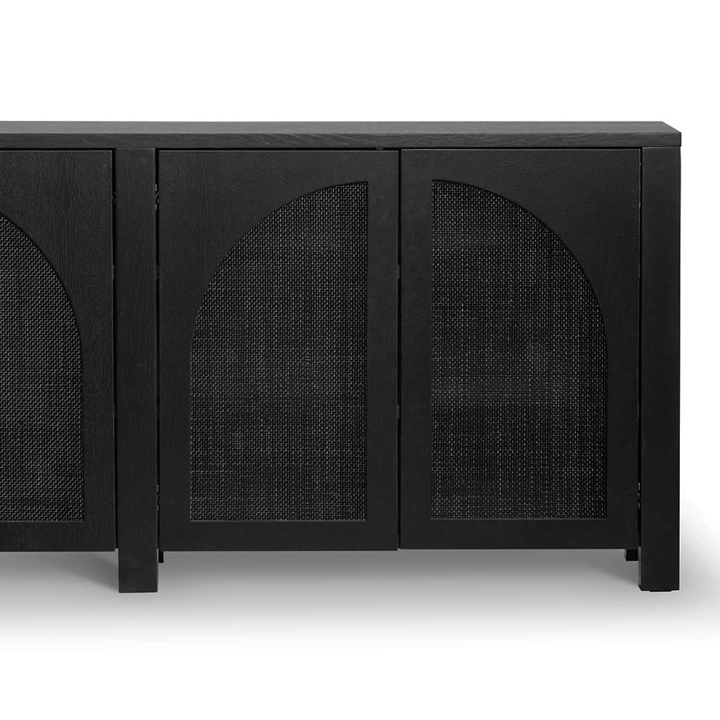 1.95m Black Oak Sideboard Unit - Rattan - image 6