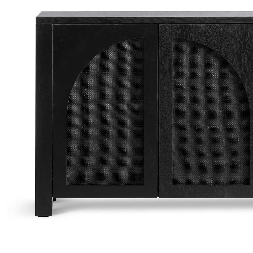 1.95m Black Oak Sideboard Unit - Rattan - image 4