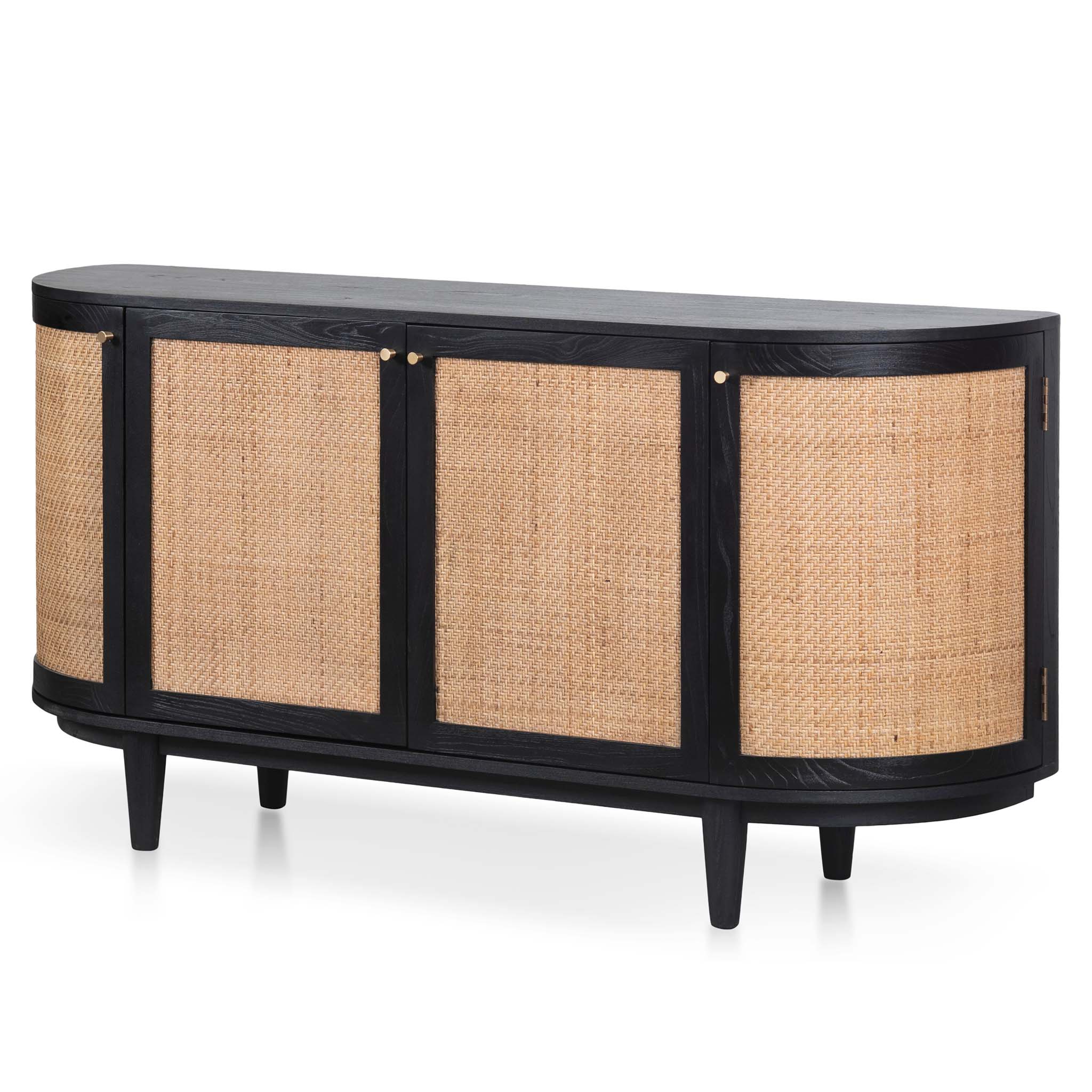 1.7m Black Elm Sideboard - Rattan Doors