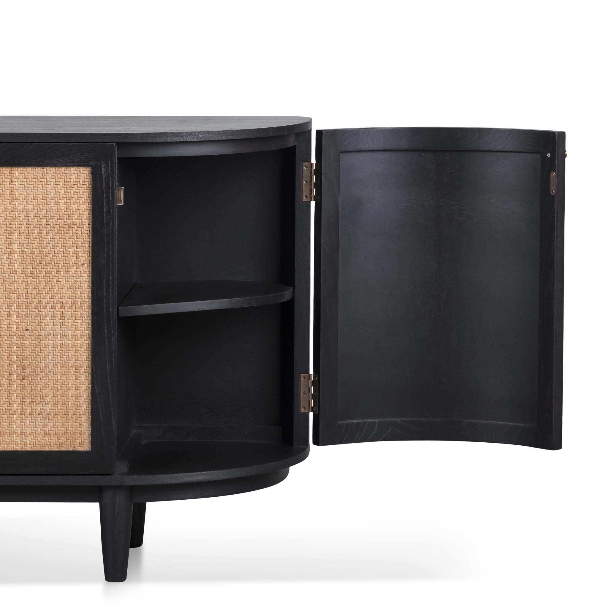 1.7m Black Elm Sideboard - Rattan Doors