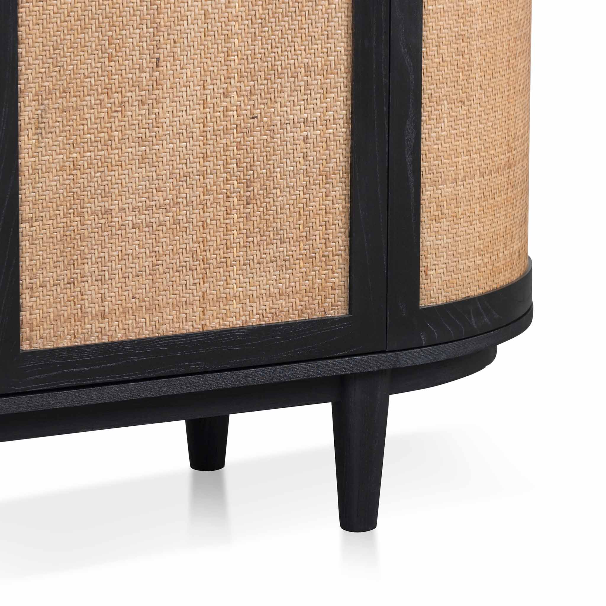 1.7m Black Elm Sideboard - Rattan Doors