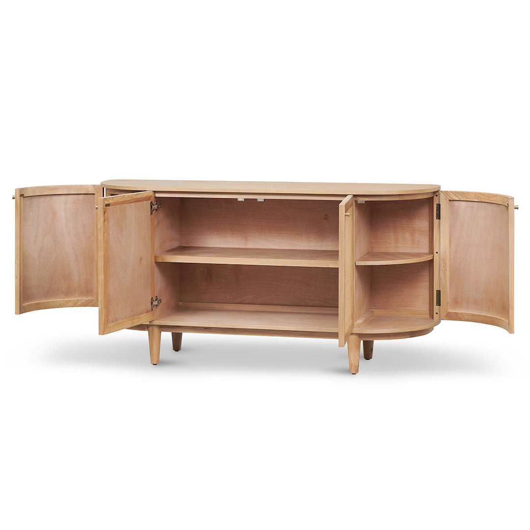 1.7m Natural Elm Sideboard - Rattan Doors