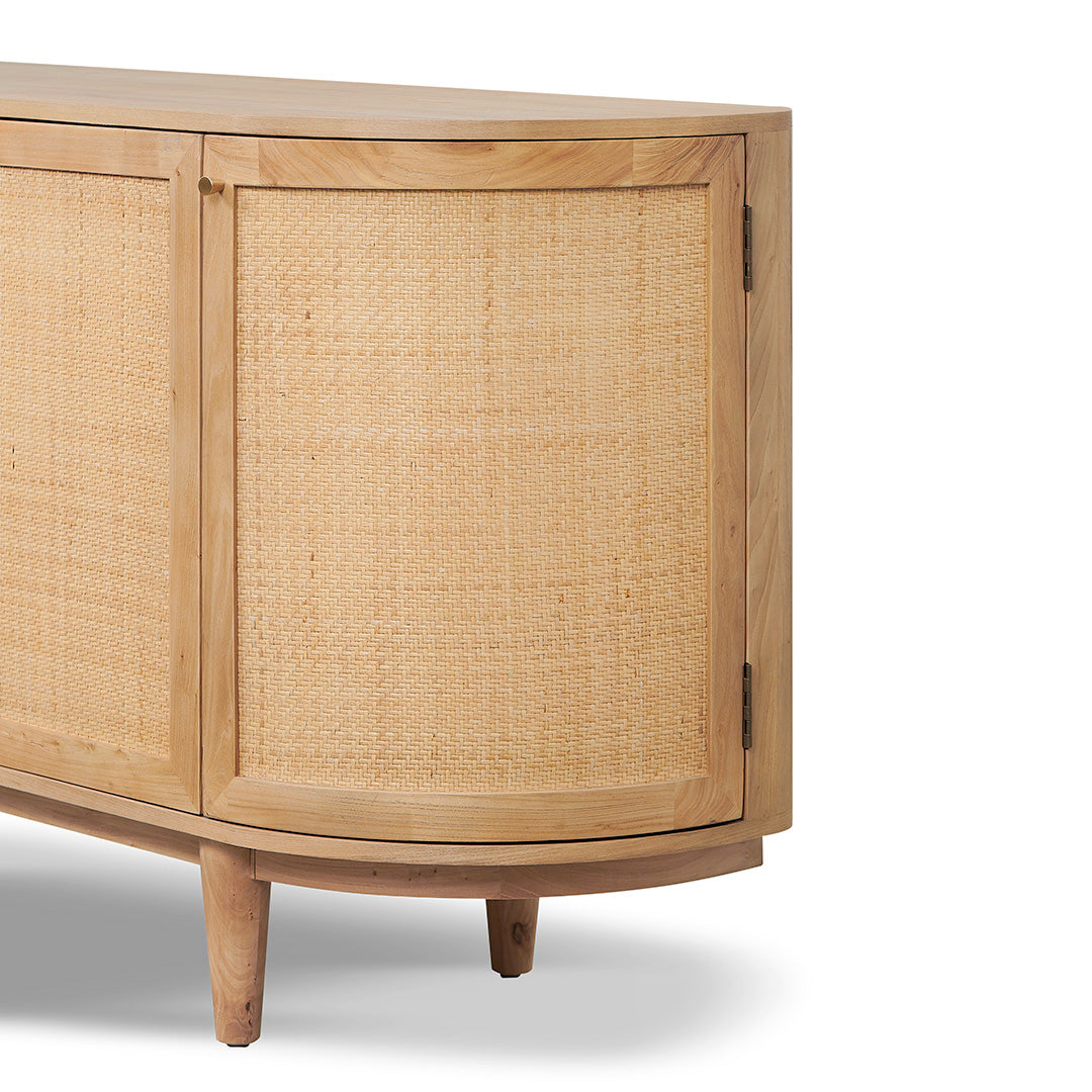 1.7m Natural Elm Sideboard - Rattan Doors