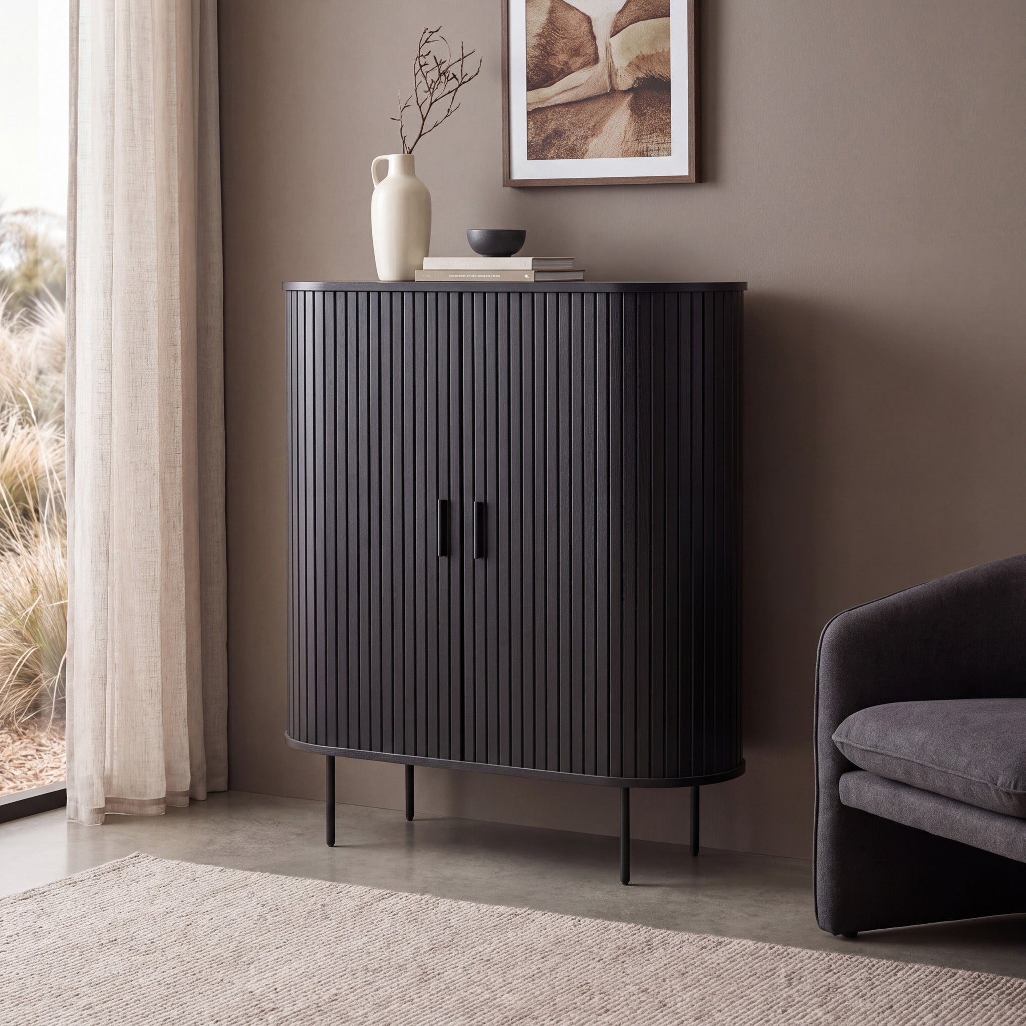 CDT8439-KD 1.18 (H) Wooden Storage Cabinet - Full Black