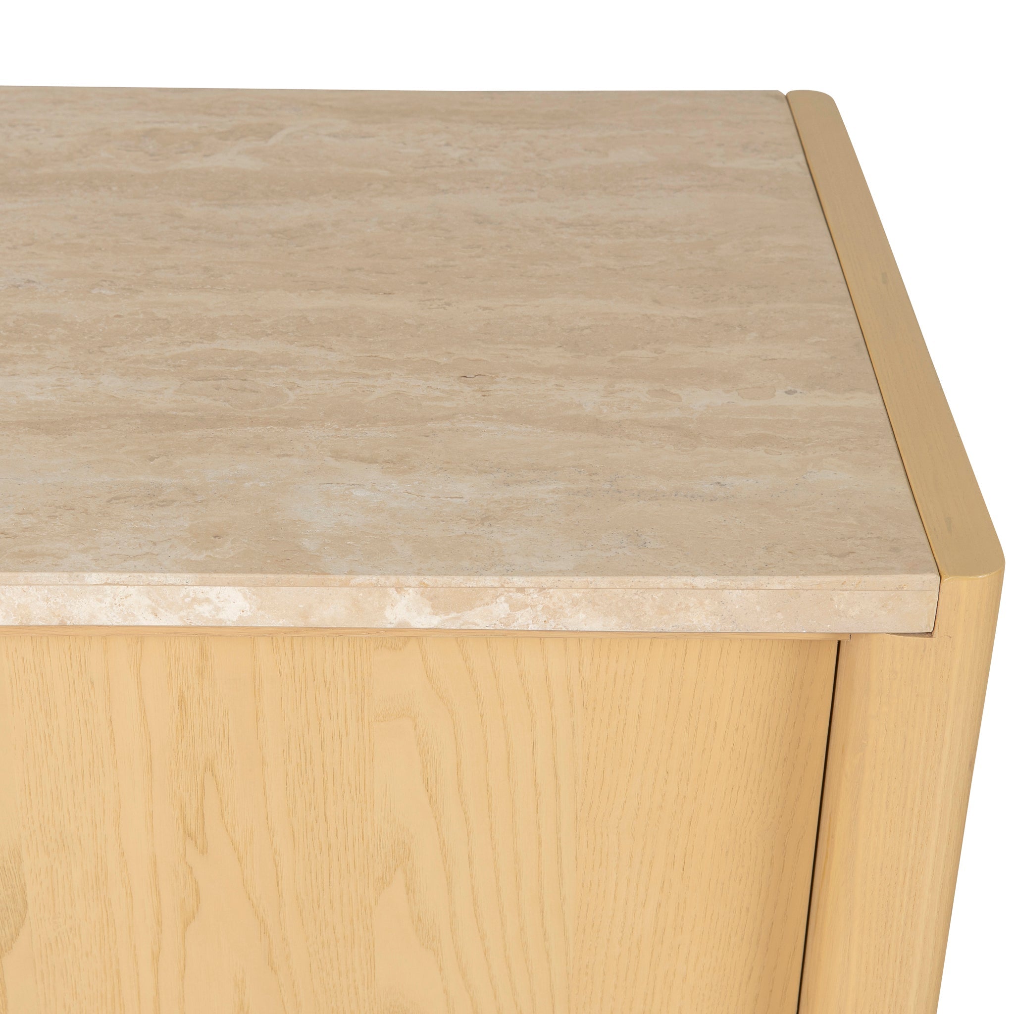 2.1m Travertine Top Sideboard Unit - Creme Ash