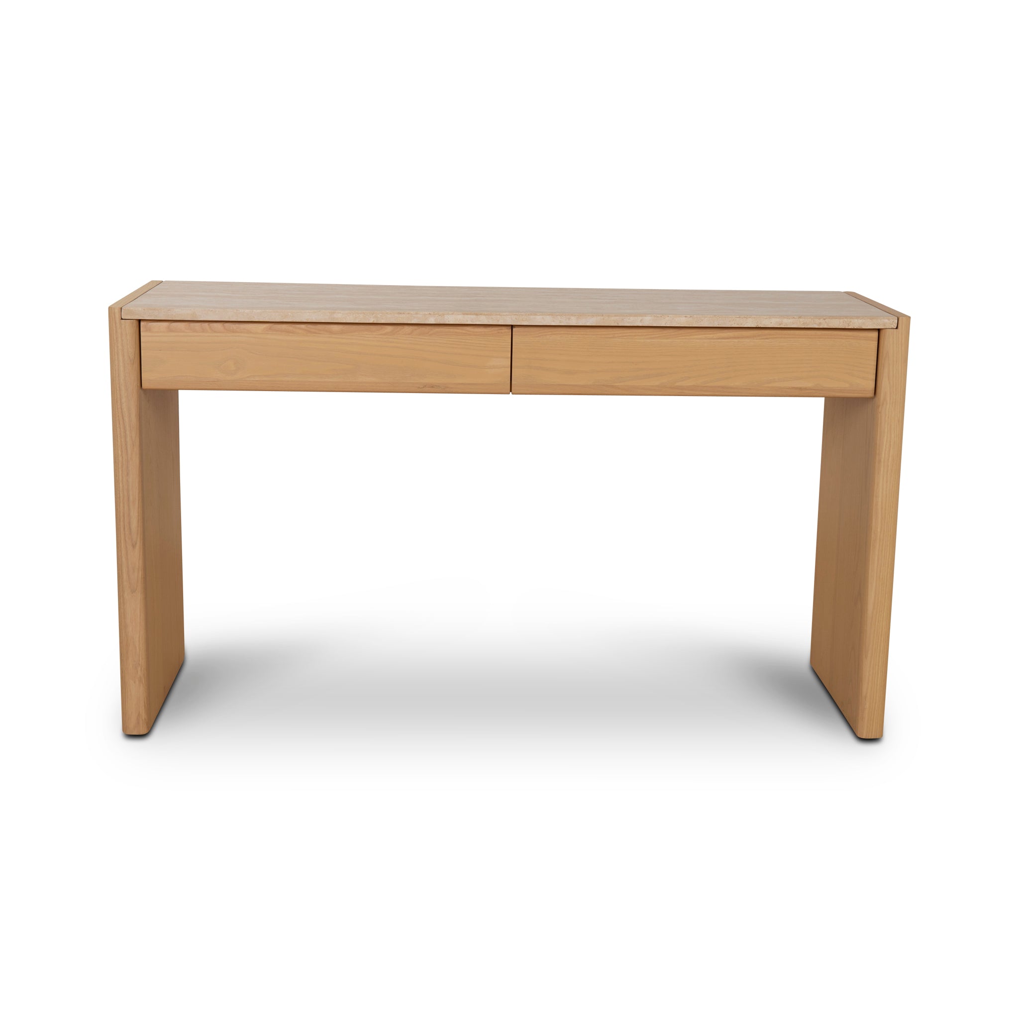 CDT8738-KK 1.4m Travertine Top Console Table - Creme Ash