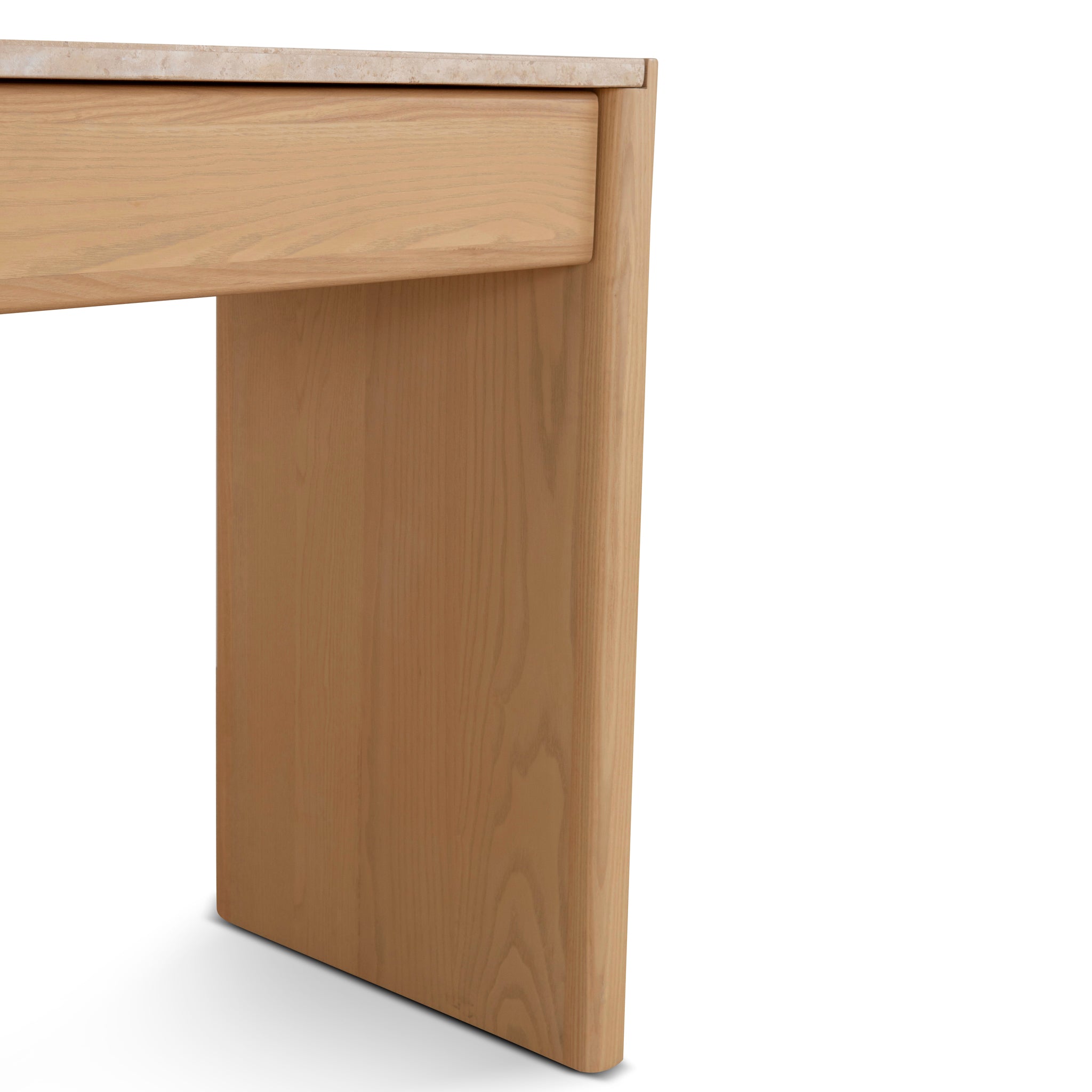 1.4m Travertine Top Console Table - Creme Ash