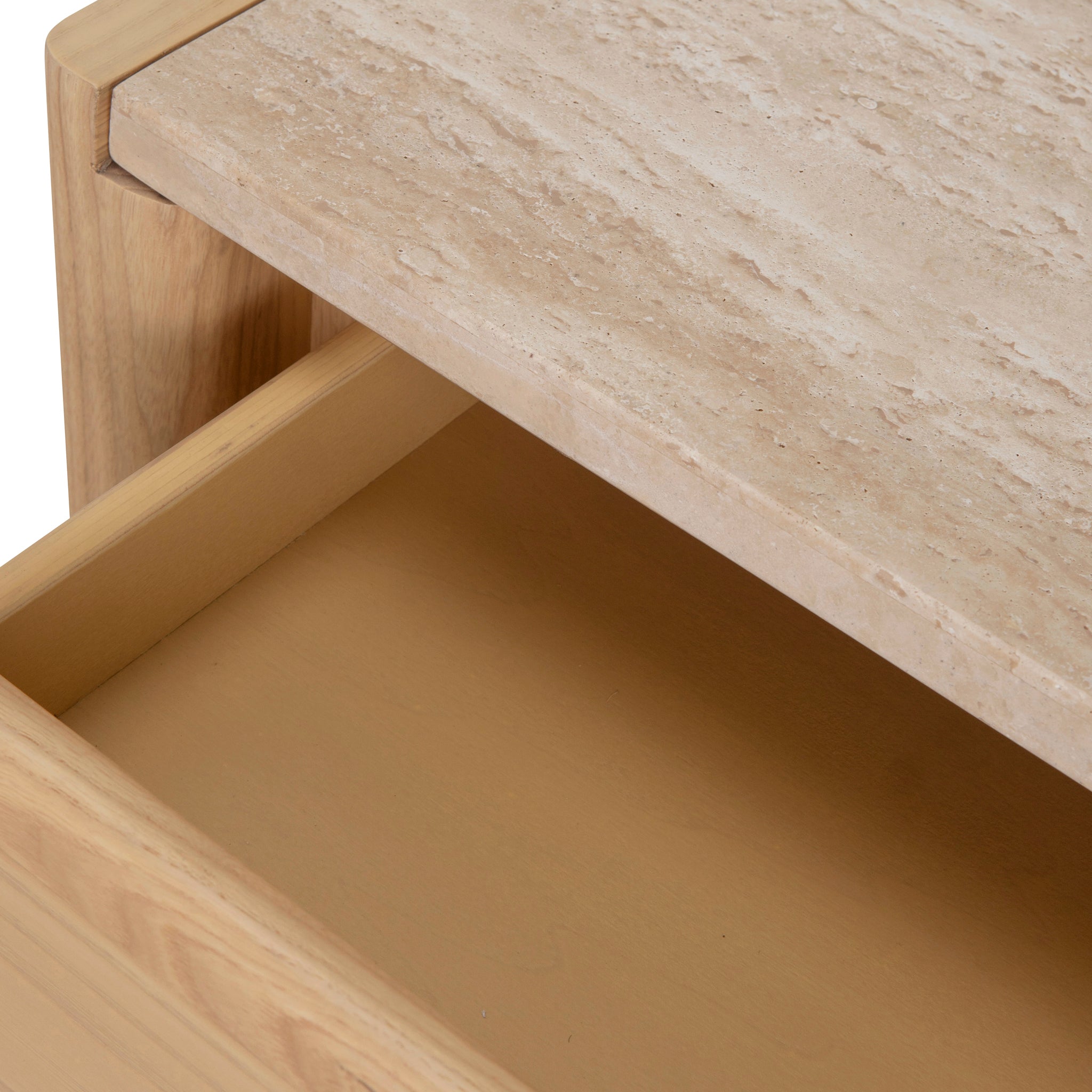 1.4m Travertine Top Console Table - Creme Ash