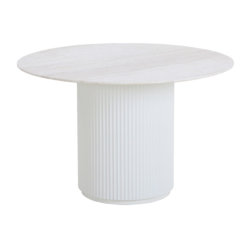 1.2m Round Travertine Dining Table - White