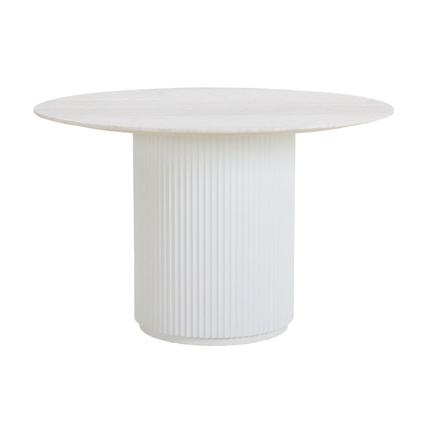 1.2m Round Travertine Dining Table - White