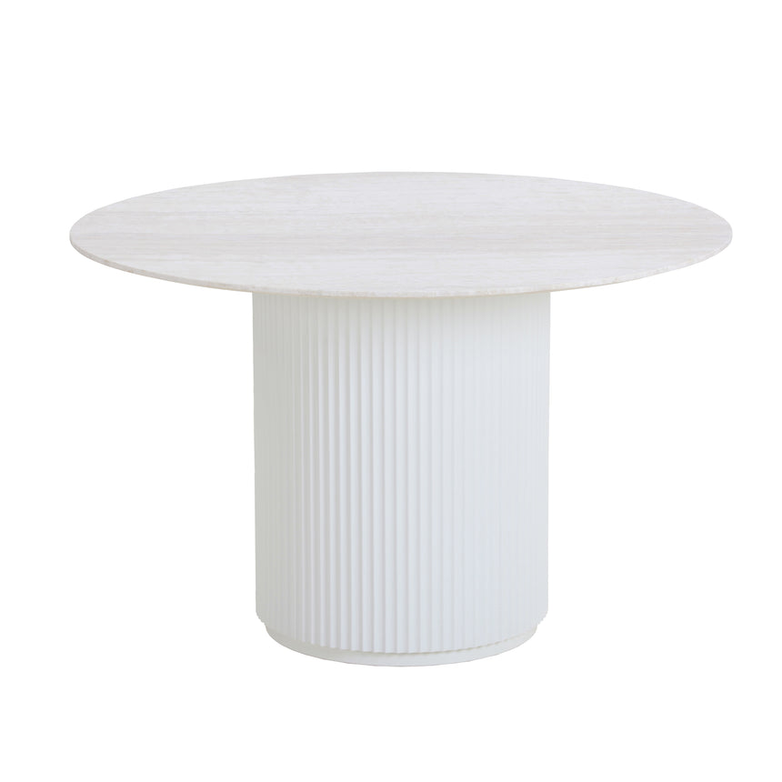 1.2m Round Travertine Dining Table - White
