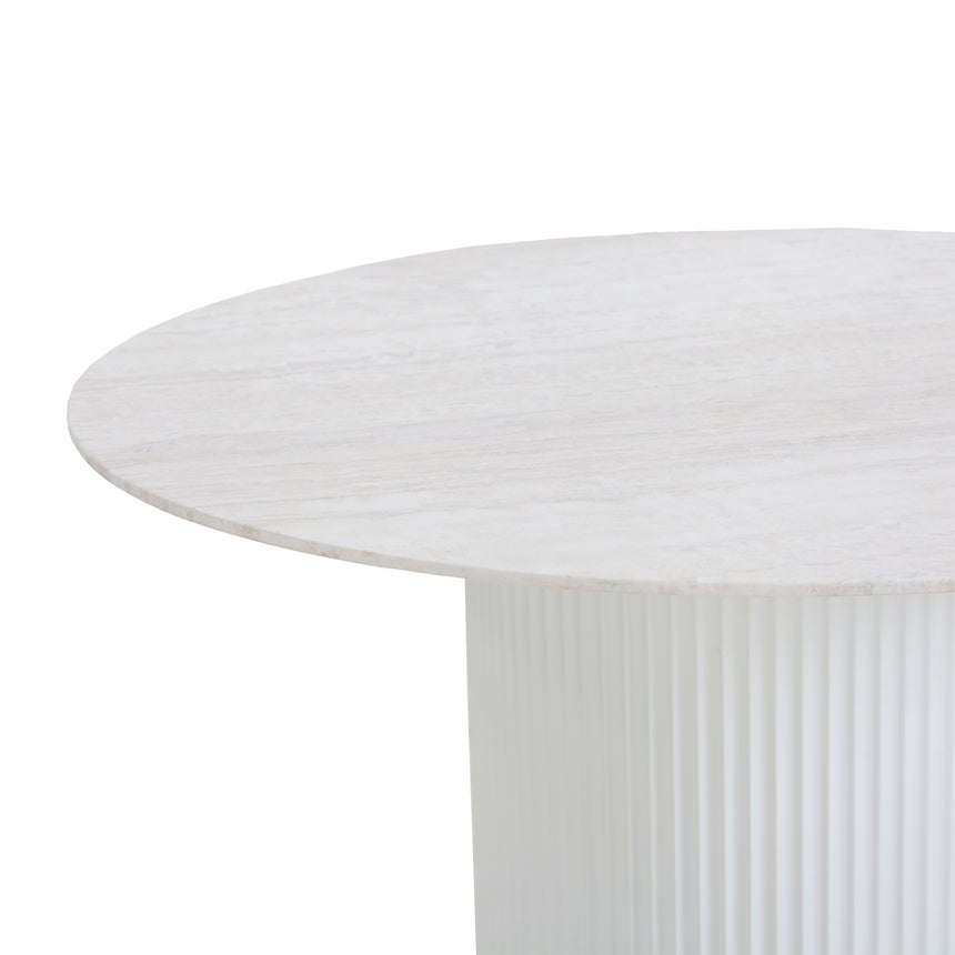 1.2m Round Travertine Dining Table - White