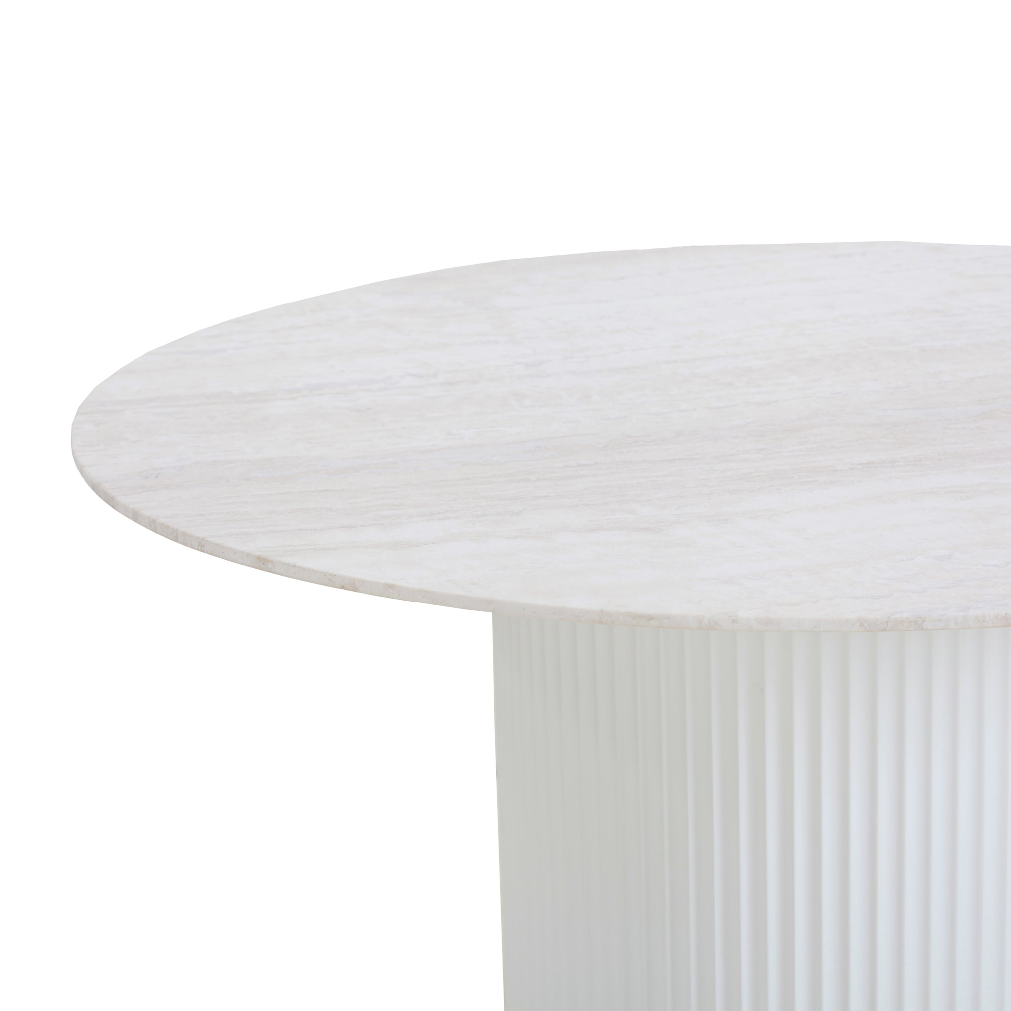 1.2m Round Travertine Dining Table - White - image 6