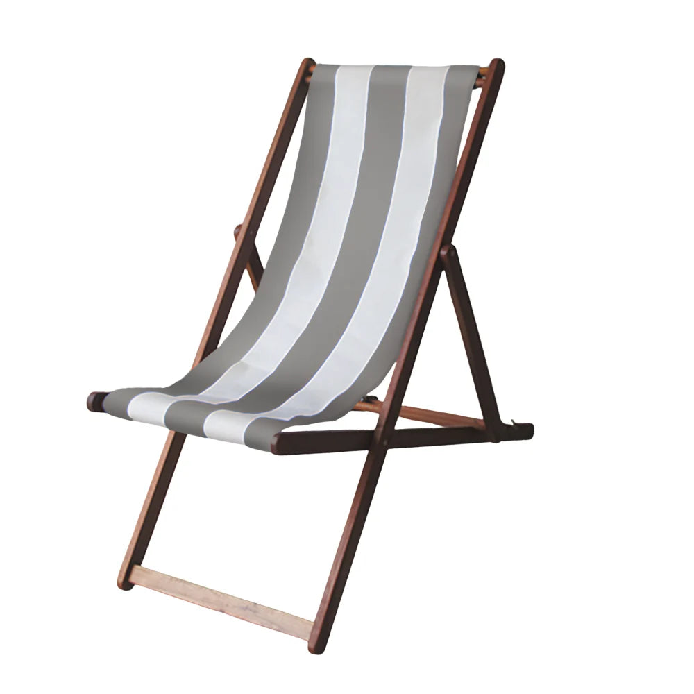 Deckchair Hardwood Synthetic - Light Grey / White