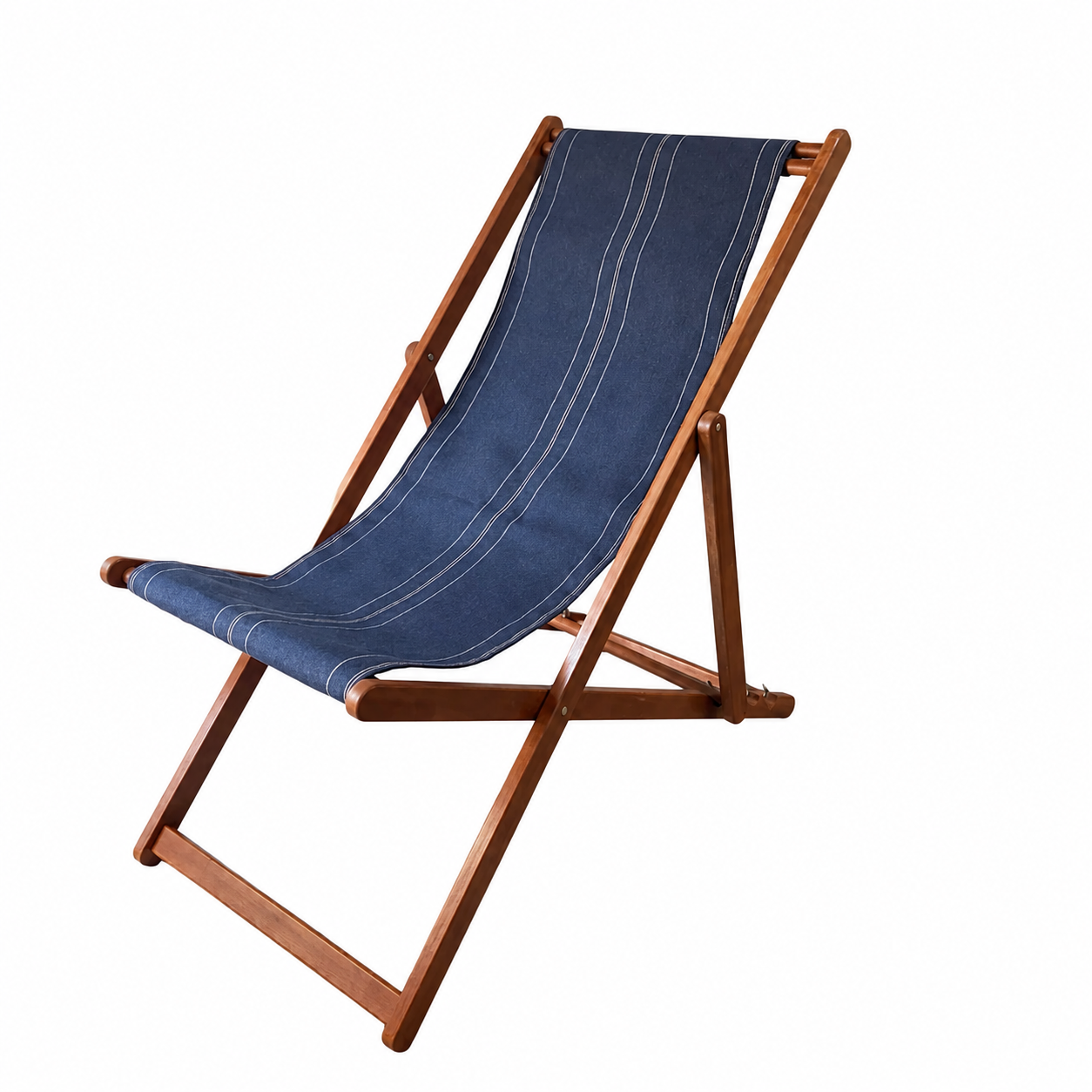 Deckchair Hardwood Synthetic - Pin Stripe Denim