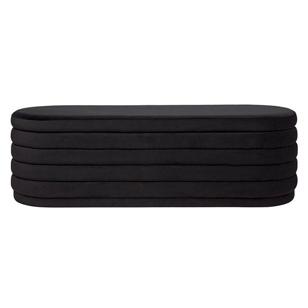 Demi Storage Bench Ottoman - Black Velvet