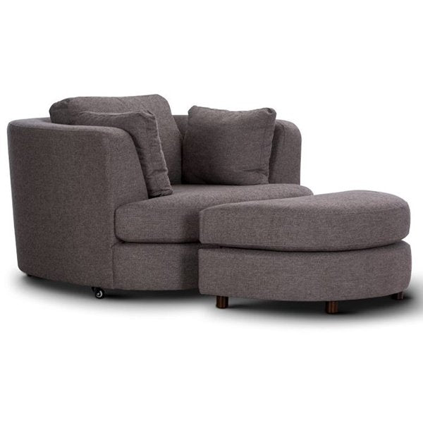 Orlando Swivel Armchair + Ottoman - Grey