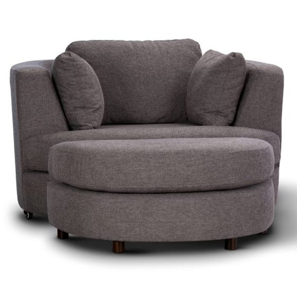Orlando Swivel Armchair + Ottoman - Grey