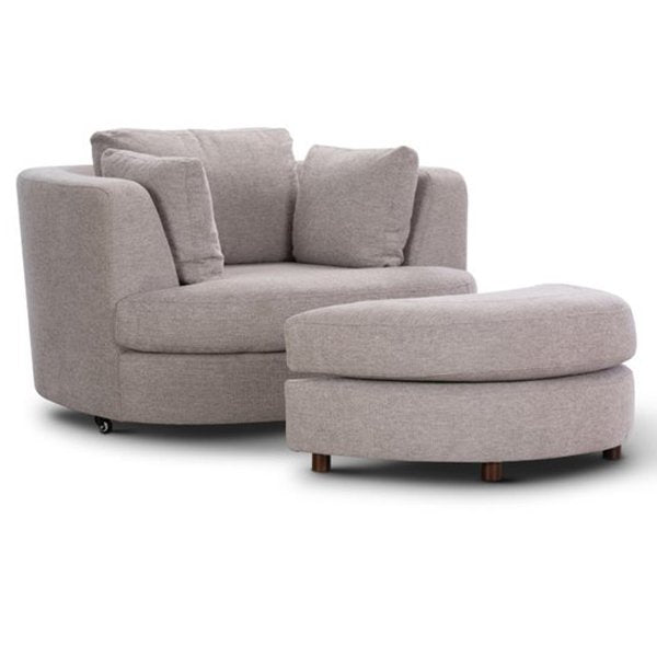 Orlando Swivel Armchair + Ottoman - Steel
