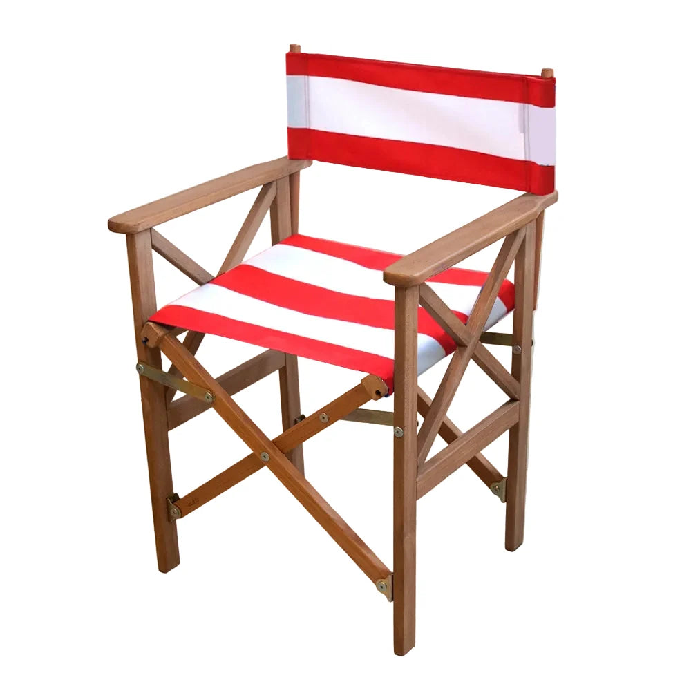 Director Chair Teak Synthetic - Red/White