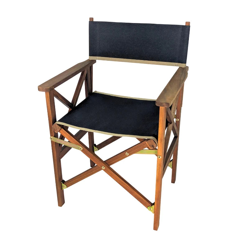 Director's Chair Hardwood Cotton - Noir à bord Beige