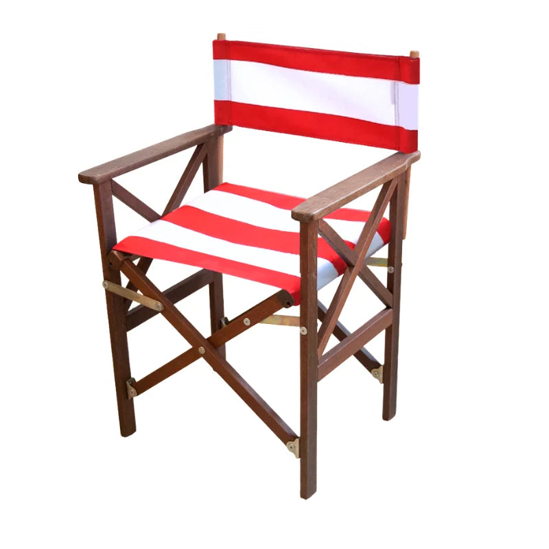 Director's Chair Teak Synthetic - Red/White