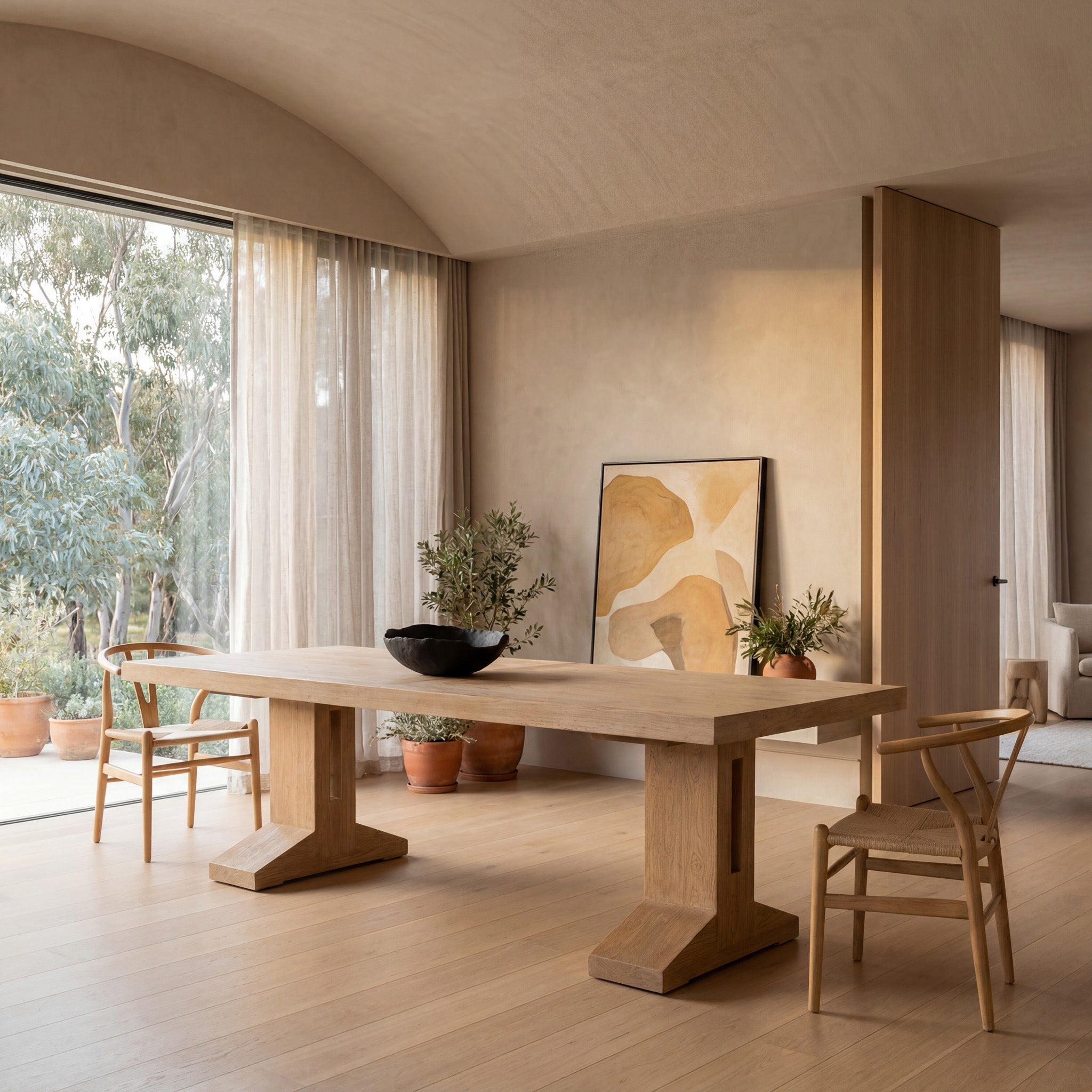 2.44m Elm Dining Table - Natural - Doran