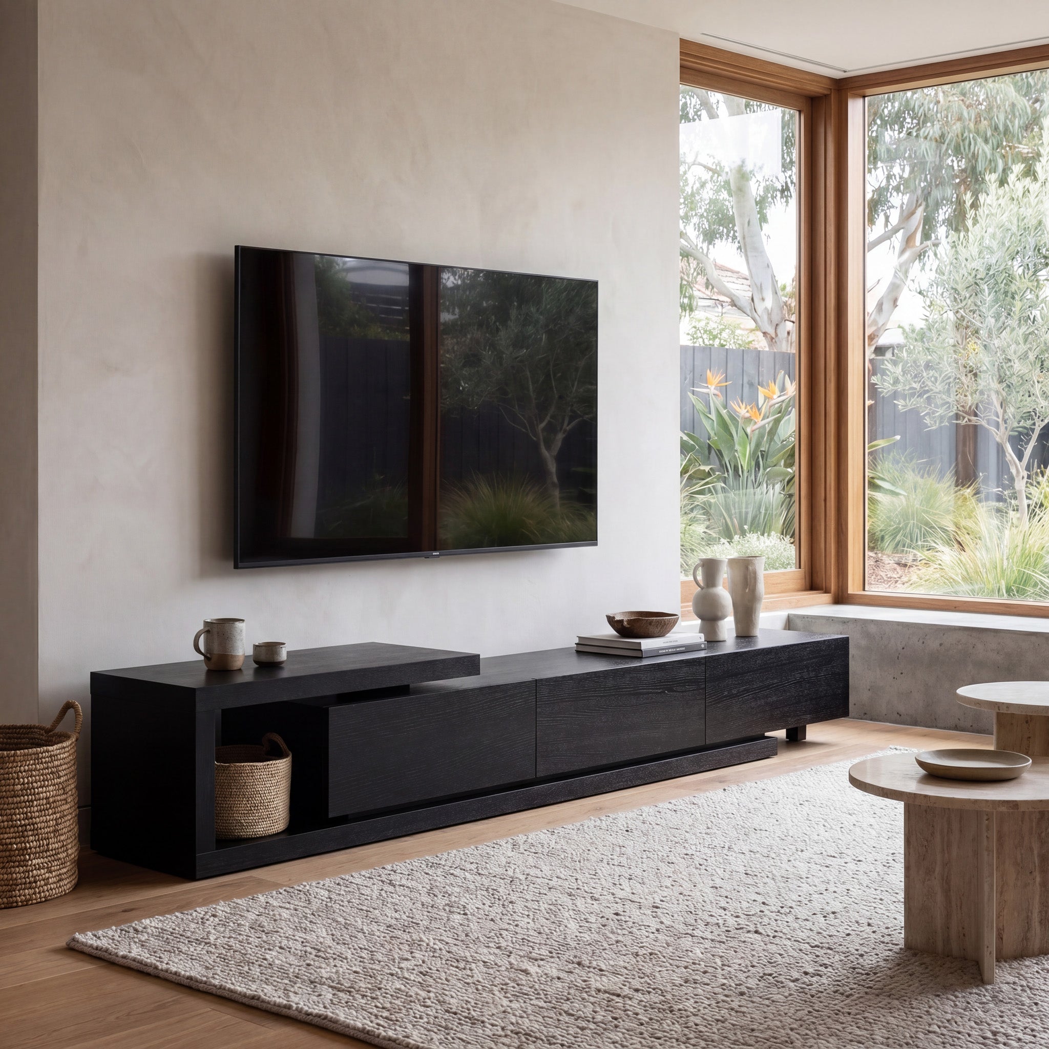CTV2390-BB Lowline 2.4-3.07m Entertainment TV Unit - Full Black
