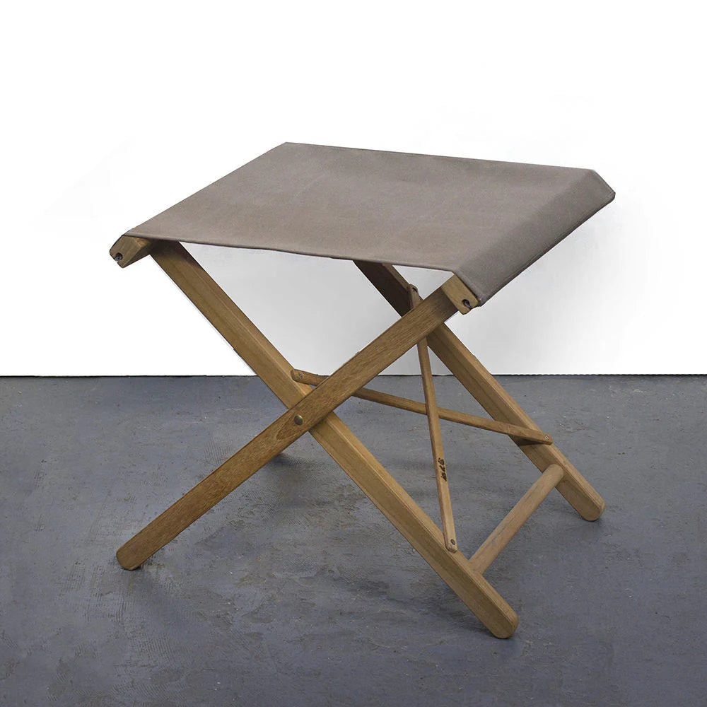 Folding Stool Teak Synthetic Taupe