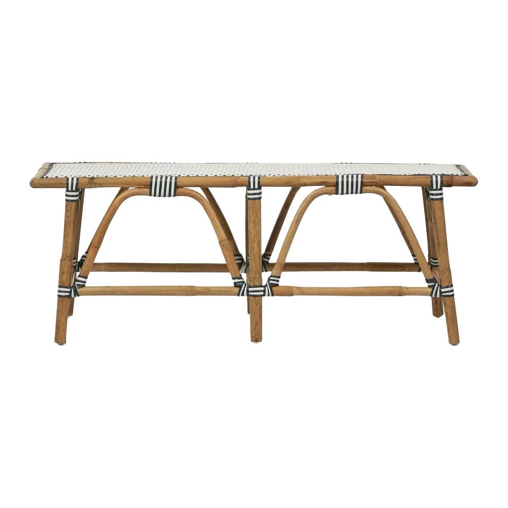 Portsea Rattan Bench - Navy & White